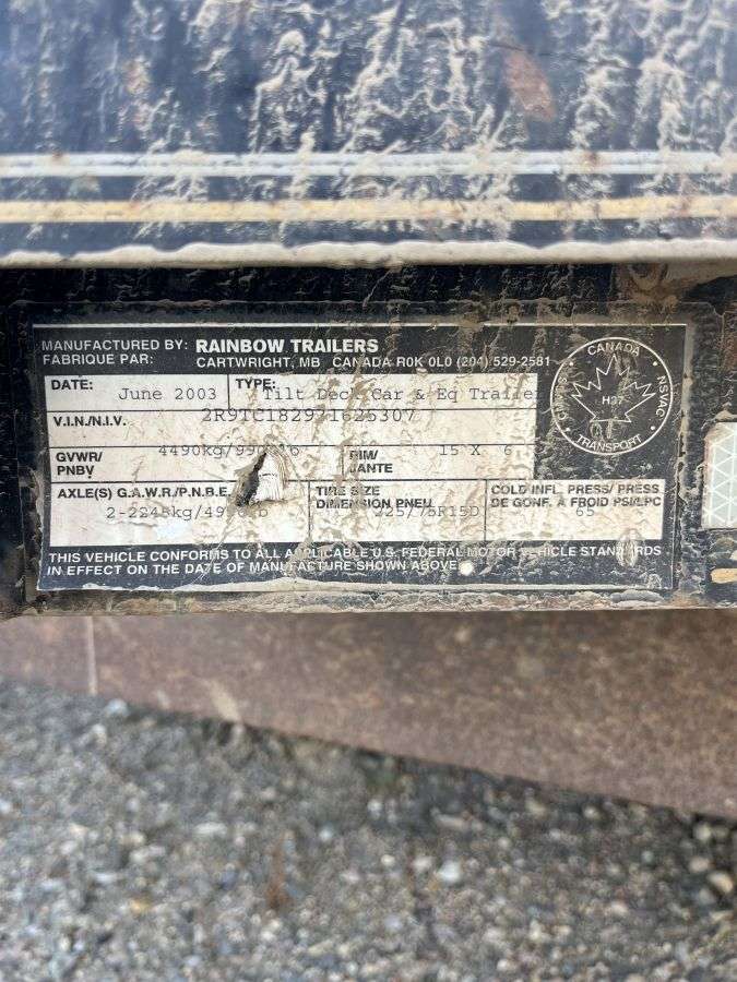 2003 Rainbow 235 16' Tilt Flat Deck Trailer