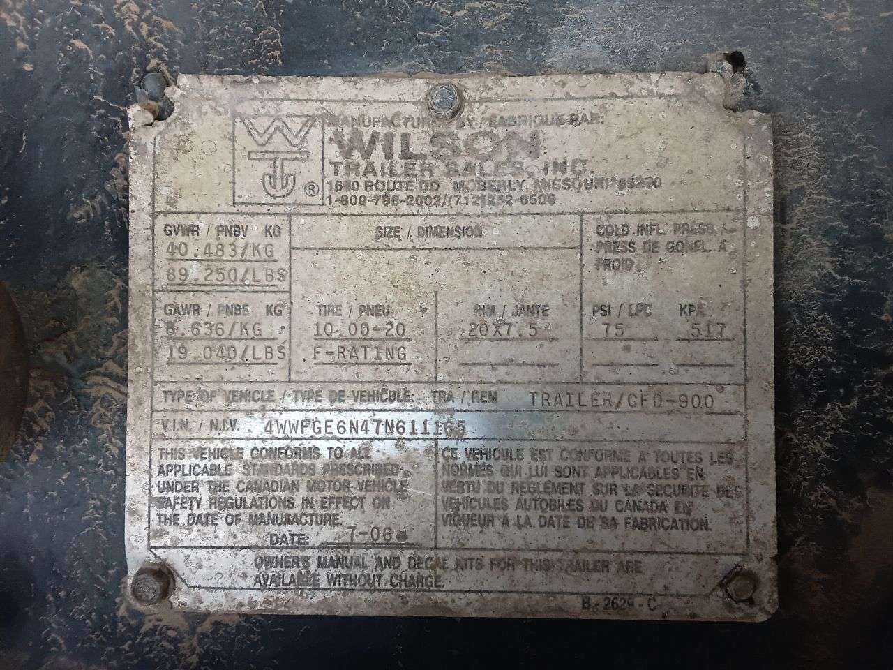 2007 Wilson 53' Aluminium Step Deck Trailer