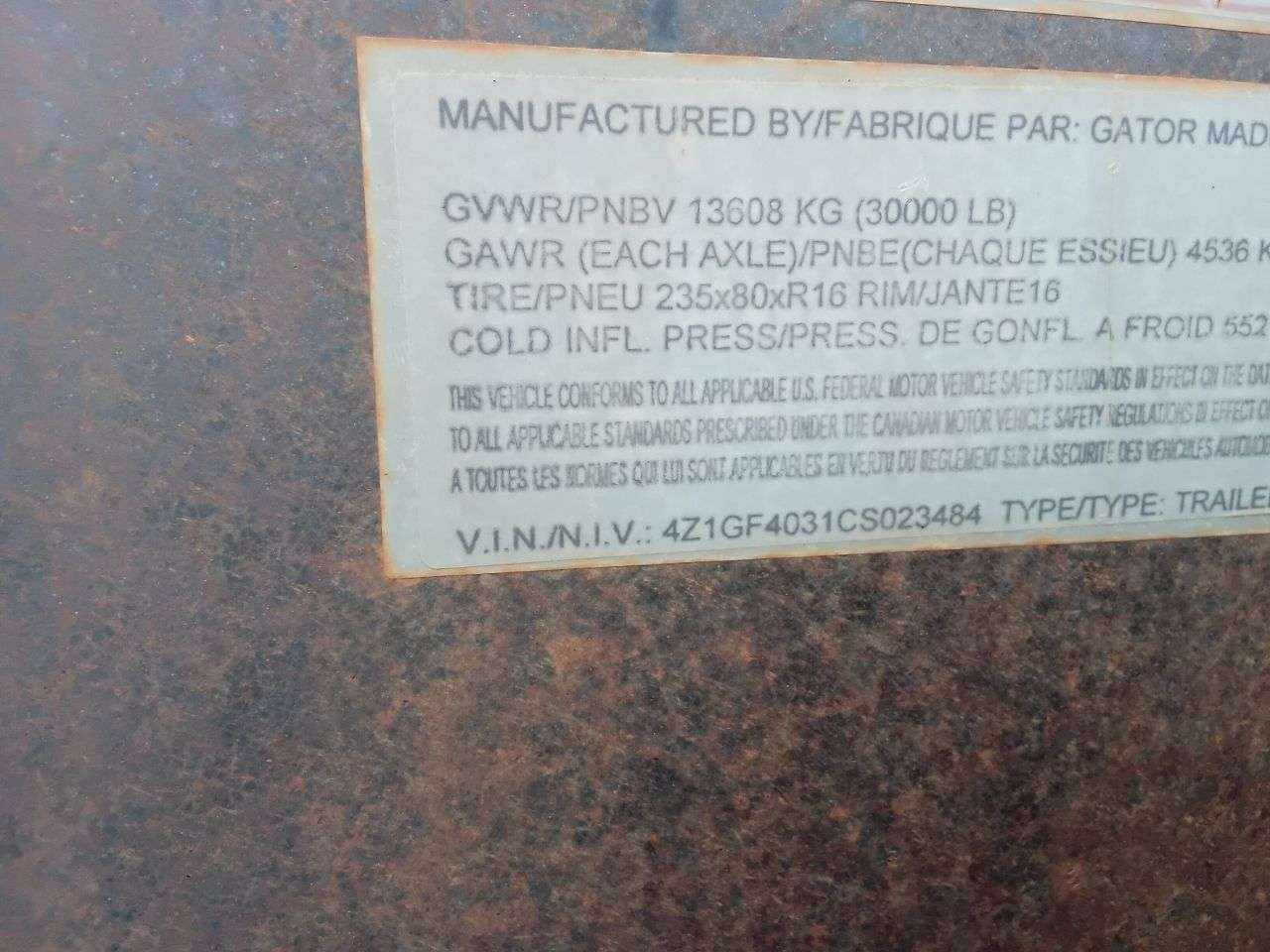 2012 Gator GN Beavertail Flatdeck Trailer