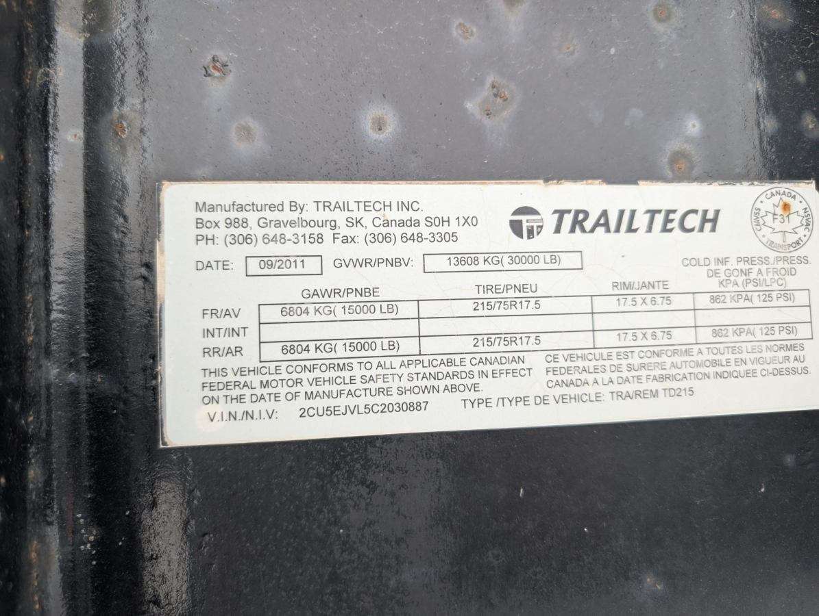 2012 Trailtech TD215GN 28' Gooseneck Flat Deck Trailer