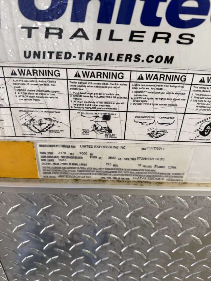 2012 United 8'6" x 20' Cargo Trailer