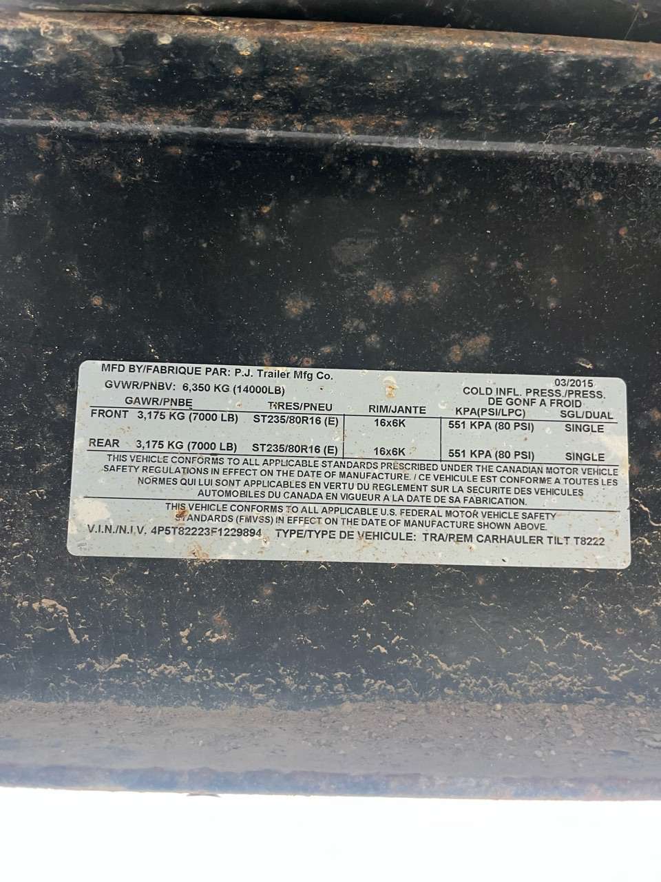 2015 PJ Trailers T8222 Flat Deck Trailer