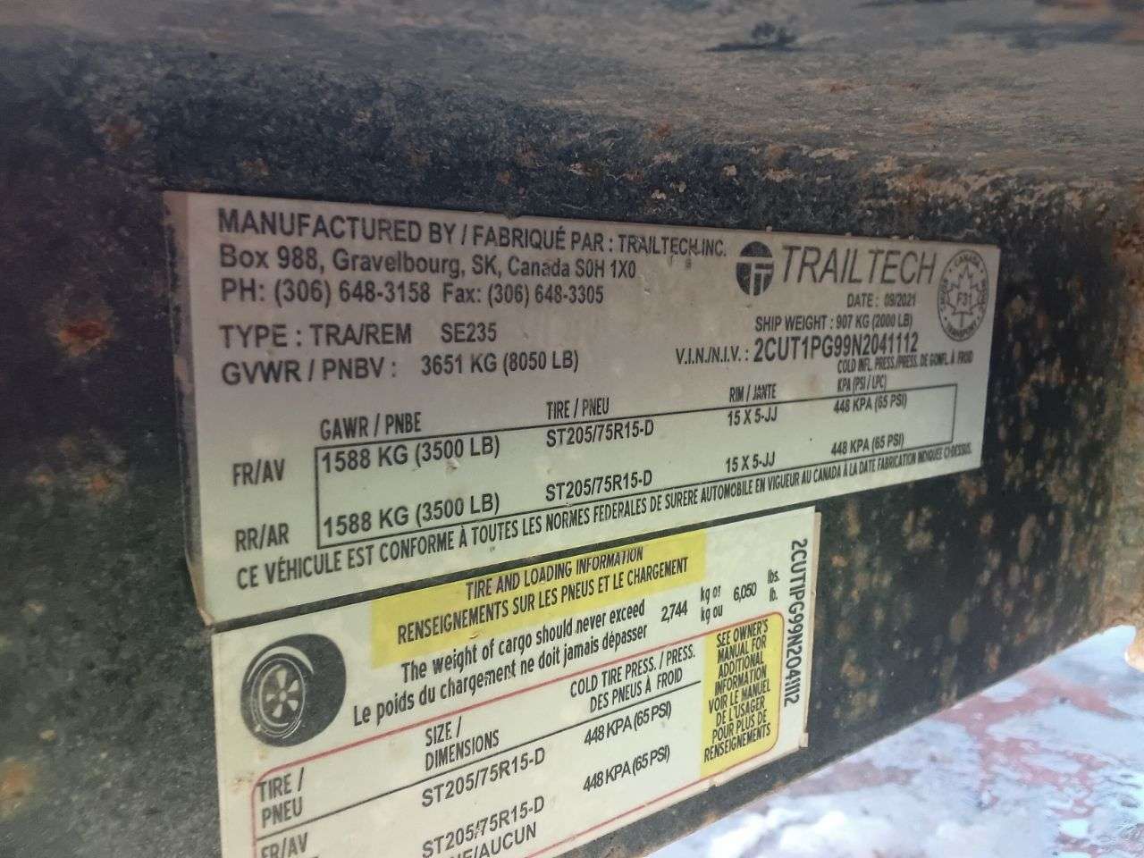 2021 Trailtech L235 16' Flat Deck Trailer