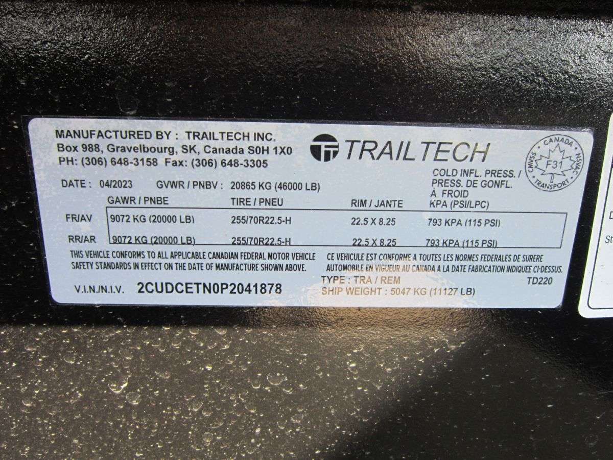 2023 Trailtech TD220 8'6" x 31' Pintle BT Full Tilt Trailer