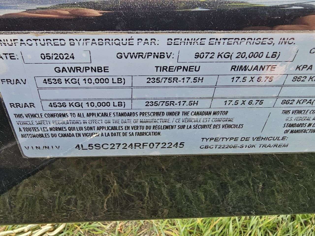 2024 Behnke CBCT 8'6" x 22' Beavertail Flat Deck Trailer