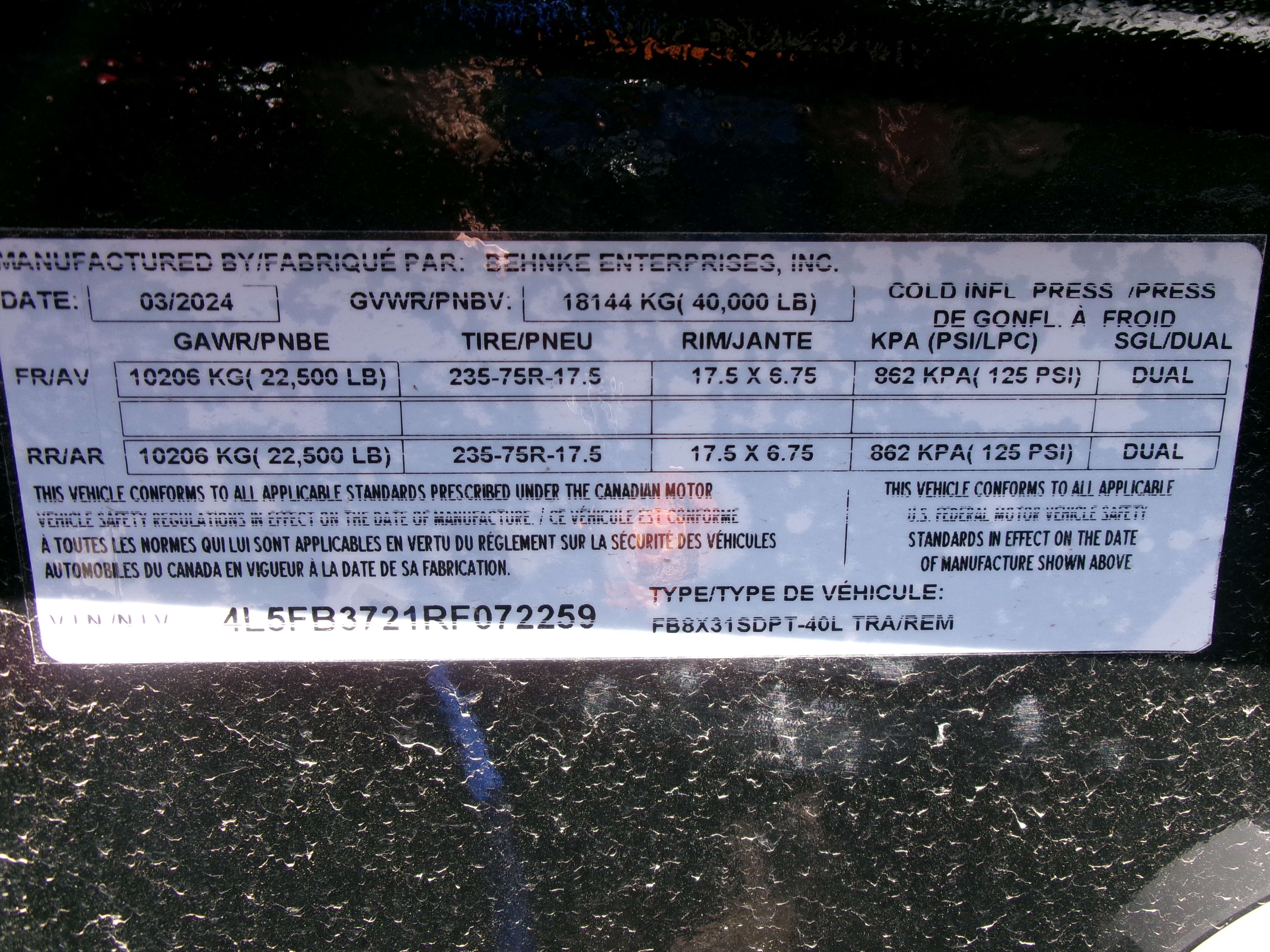 2024 Behnke FBSD 8'6" x 31' Pintle Flat Deck Trailer