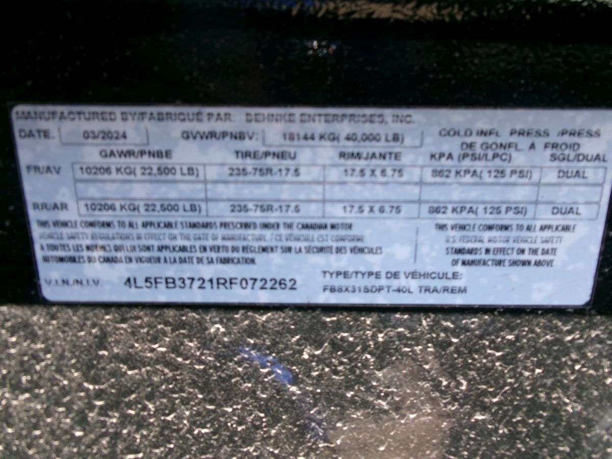 2024 Behnke FBSD 8'6" x 31' Pintle Flat Deck Trailer