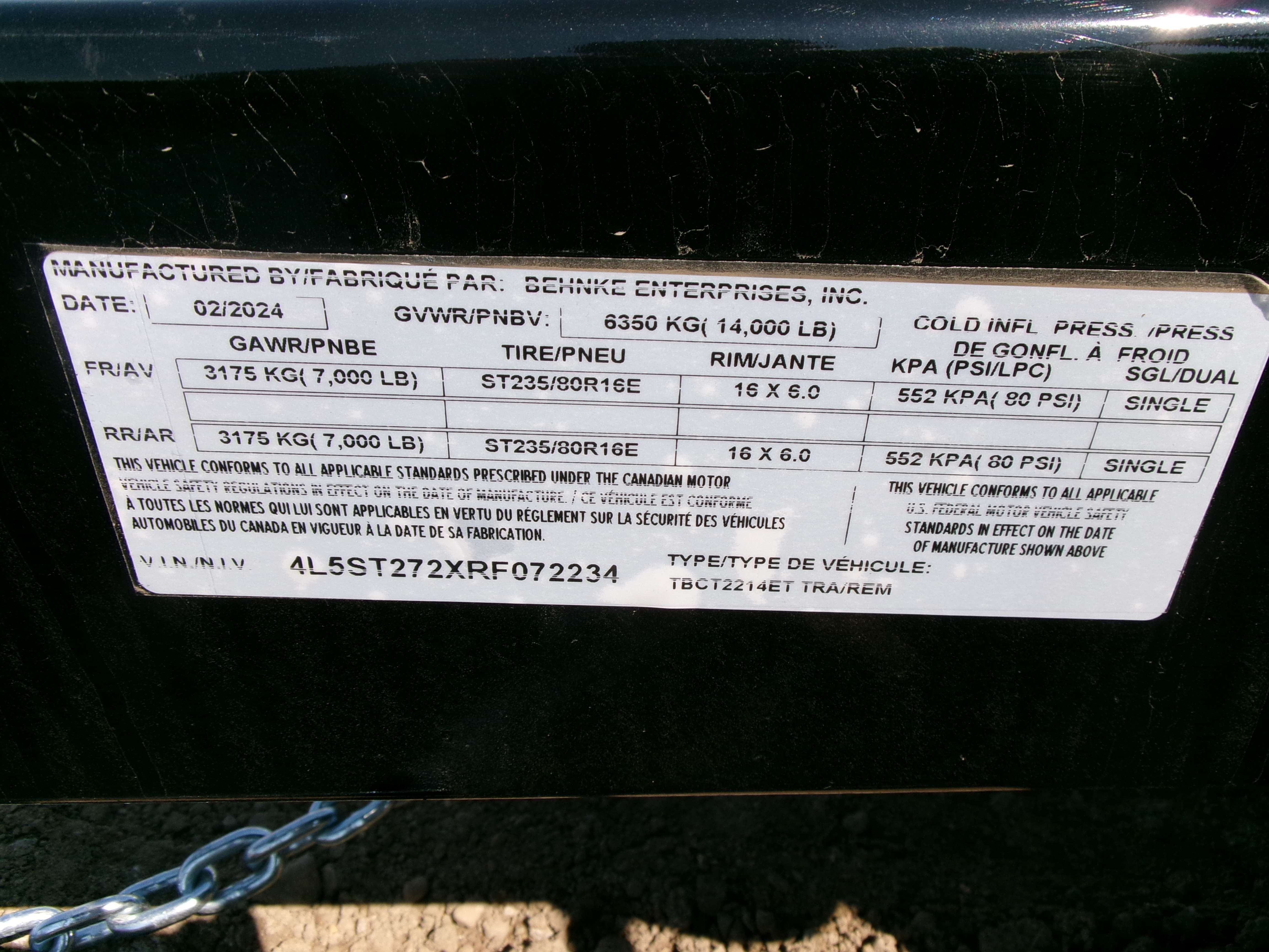 2024 Behnke TBCT 8'6" x 22' Partial Tilt Trailer