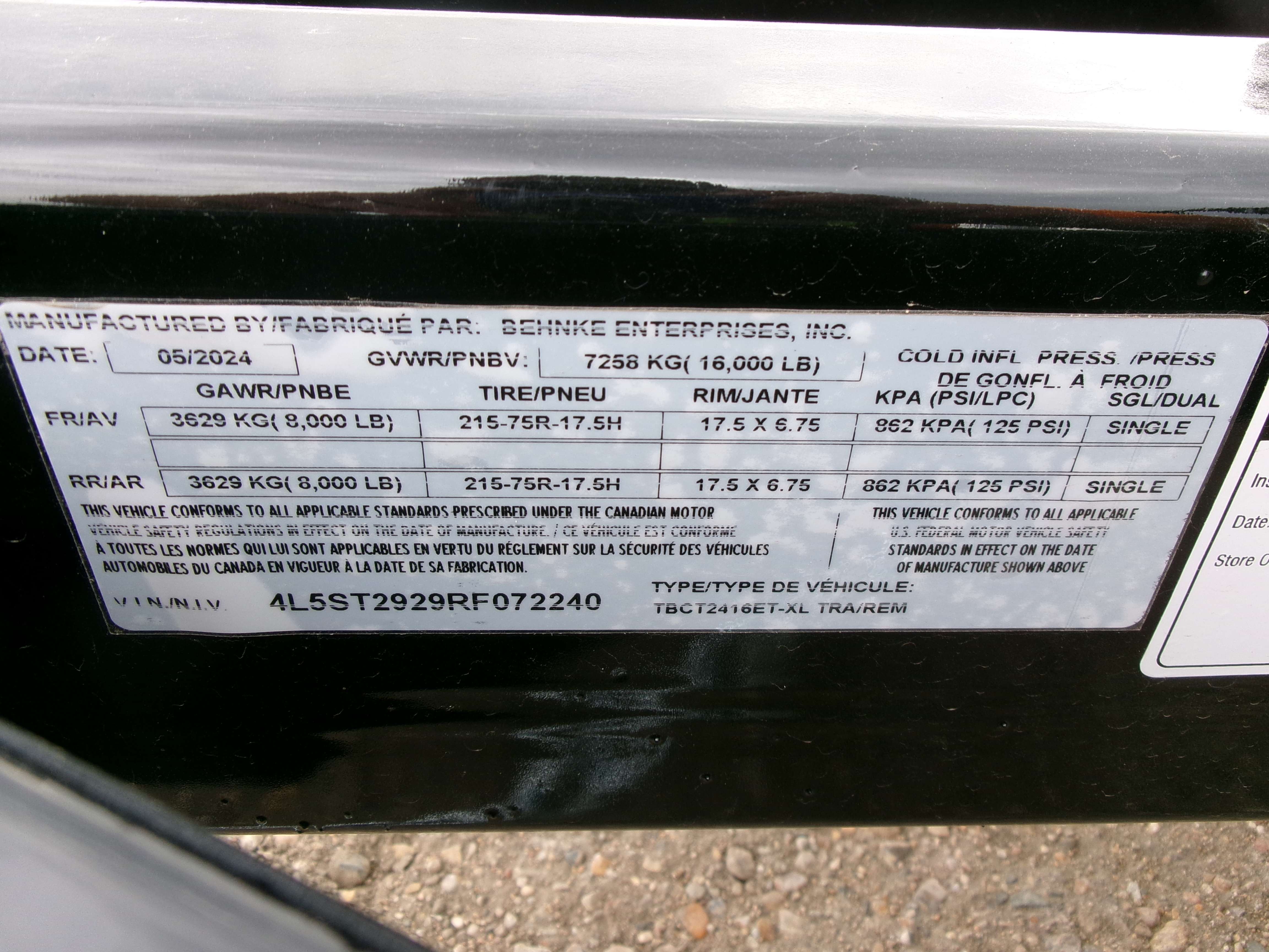 2024 Behnke TBCT 8'6" x 24' Partial Tilt Trailer