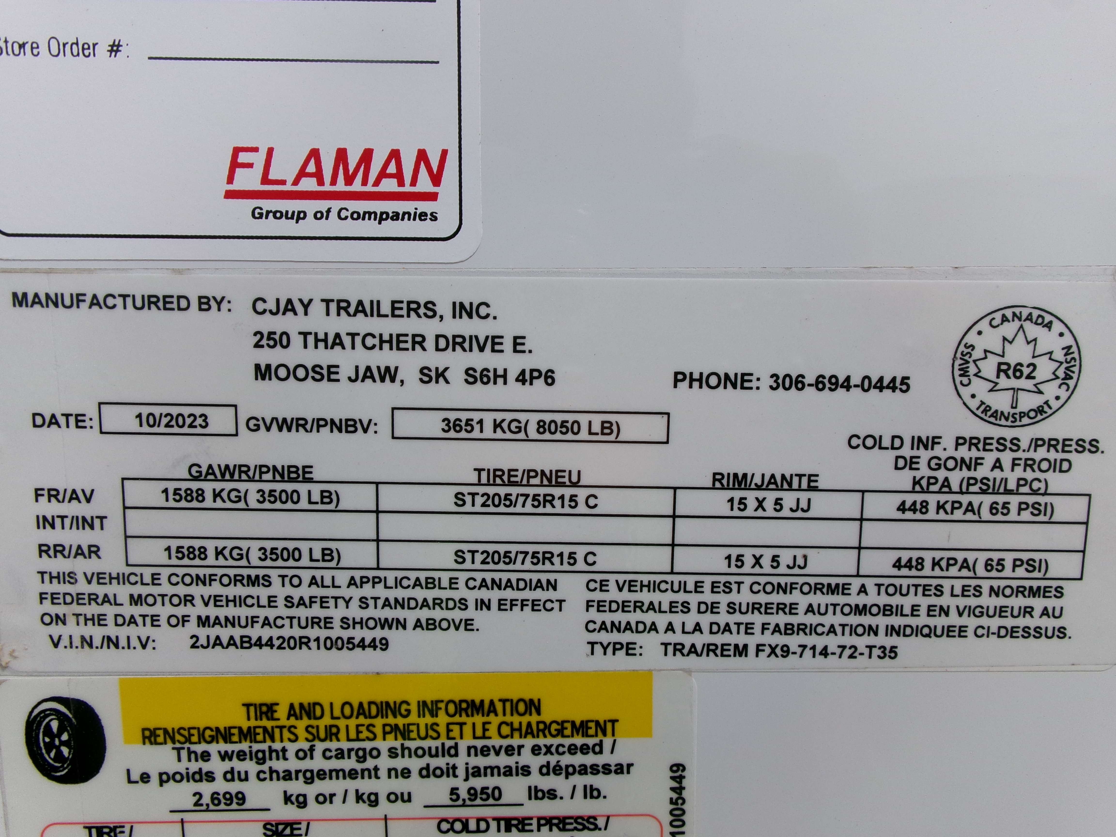 2024 CJay FX9 7' x 14' + V-Nose Cargo Trailer