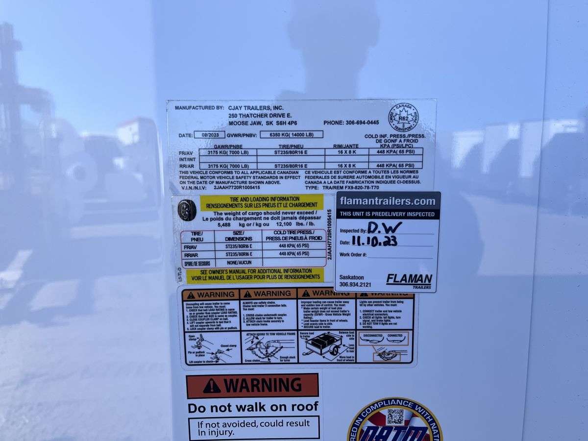 2024 CJay FX9 8'6" x 20' + V-Nose Cargo Trailer