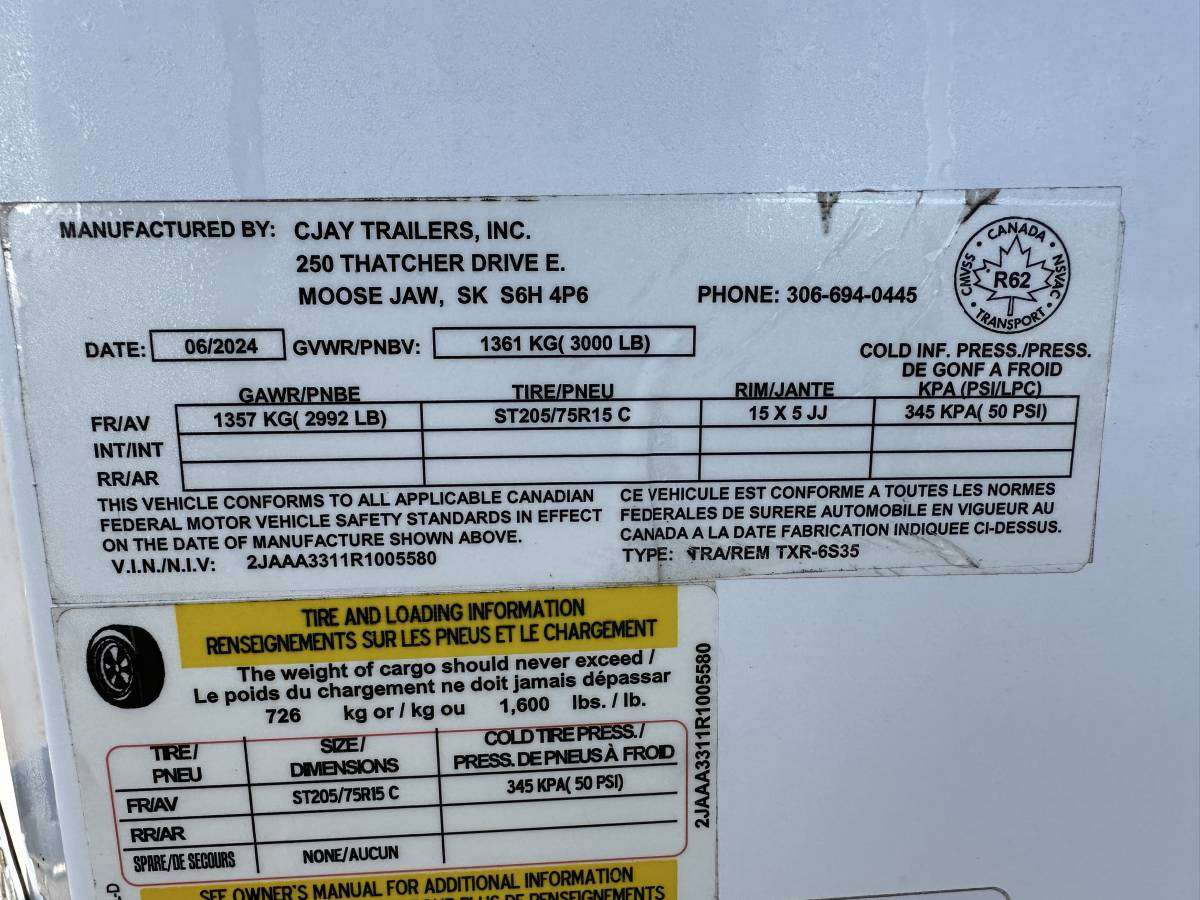 2024 CJay TXR 6' x 12' + V-Nose Cargo Trailer
