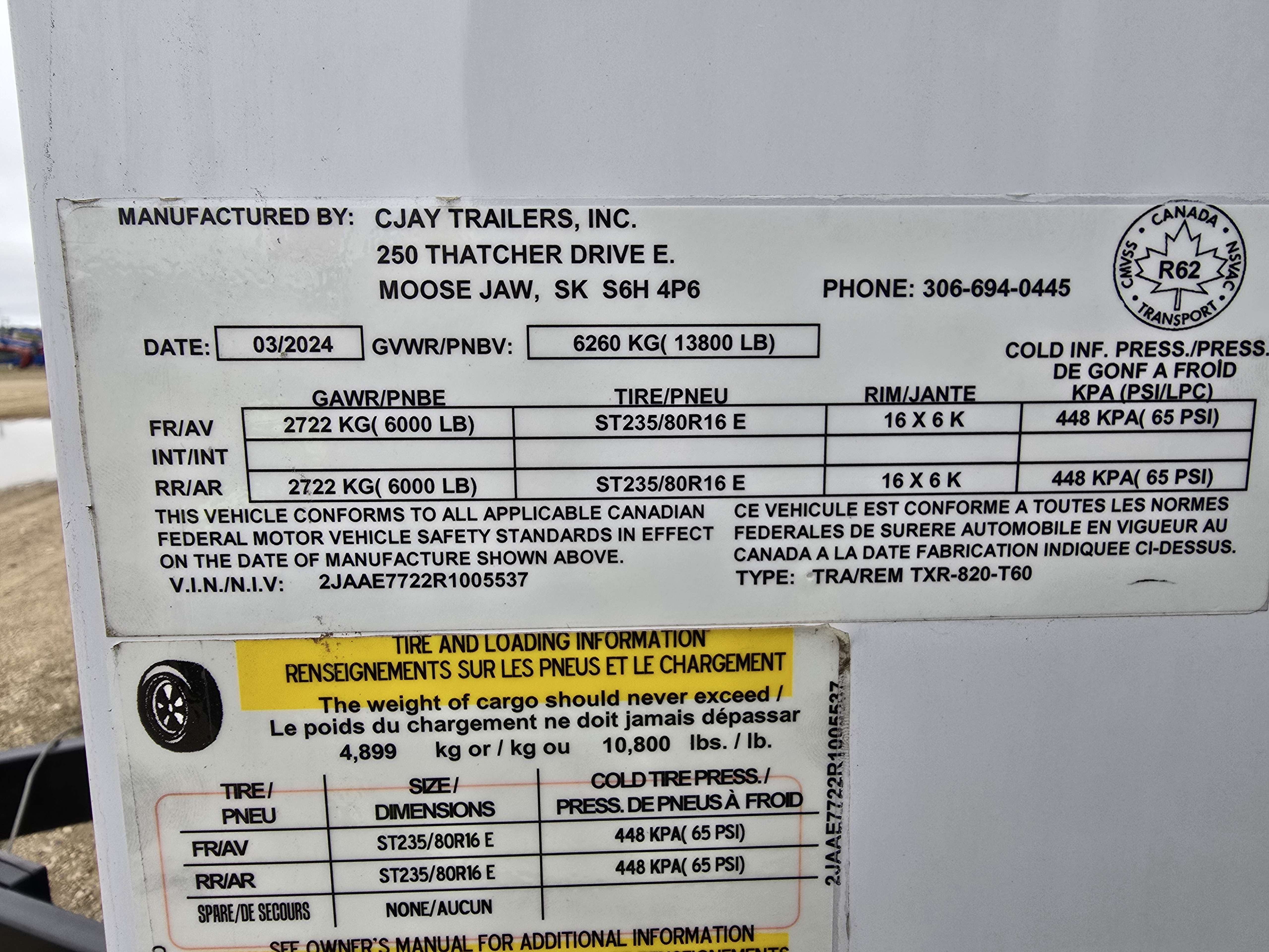 2024 CJay TXR 8'6" x 20' + V-Nose Cargo Trailer