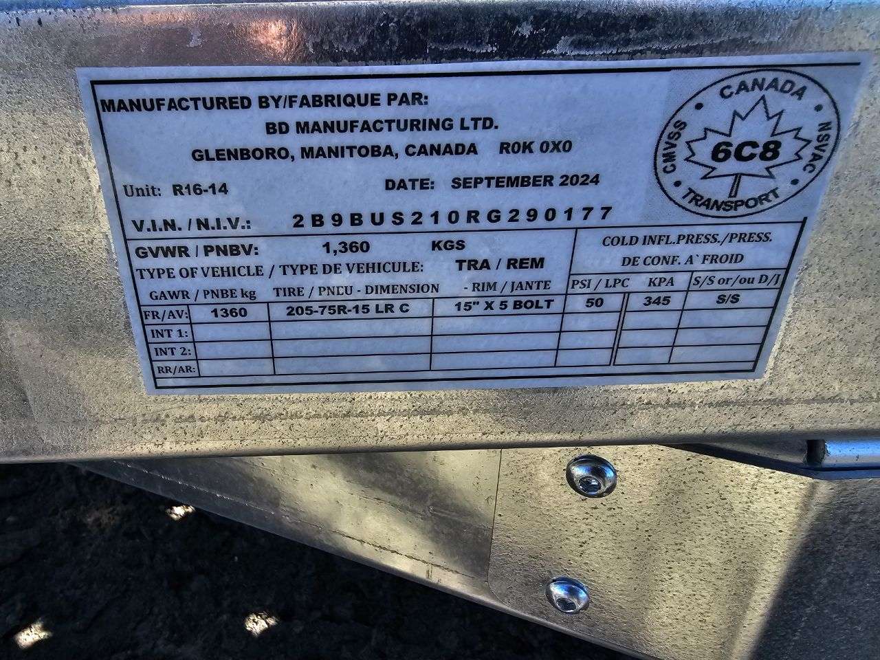 2024 Norbert UTB 5' x 10' Galvanized Steel Utility