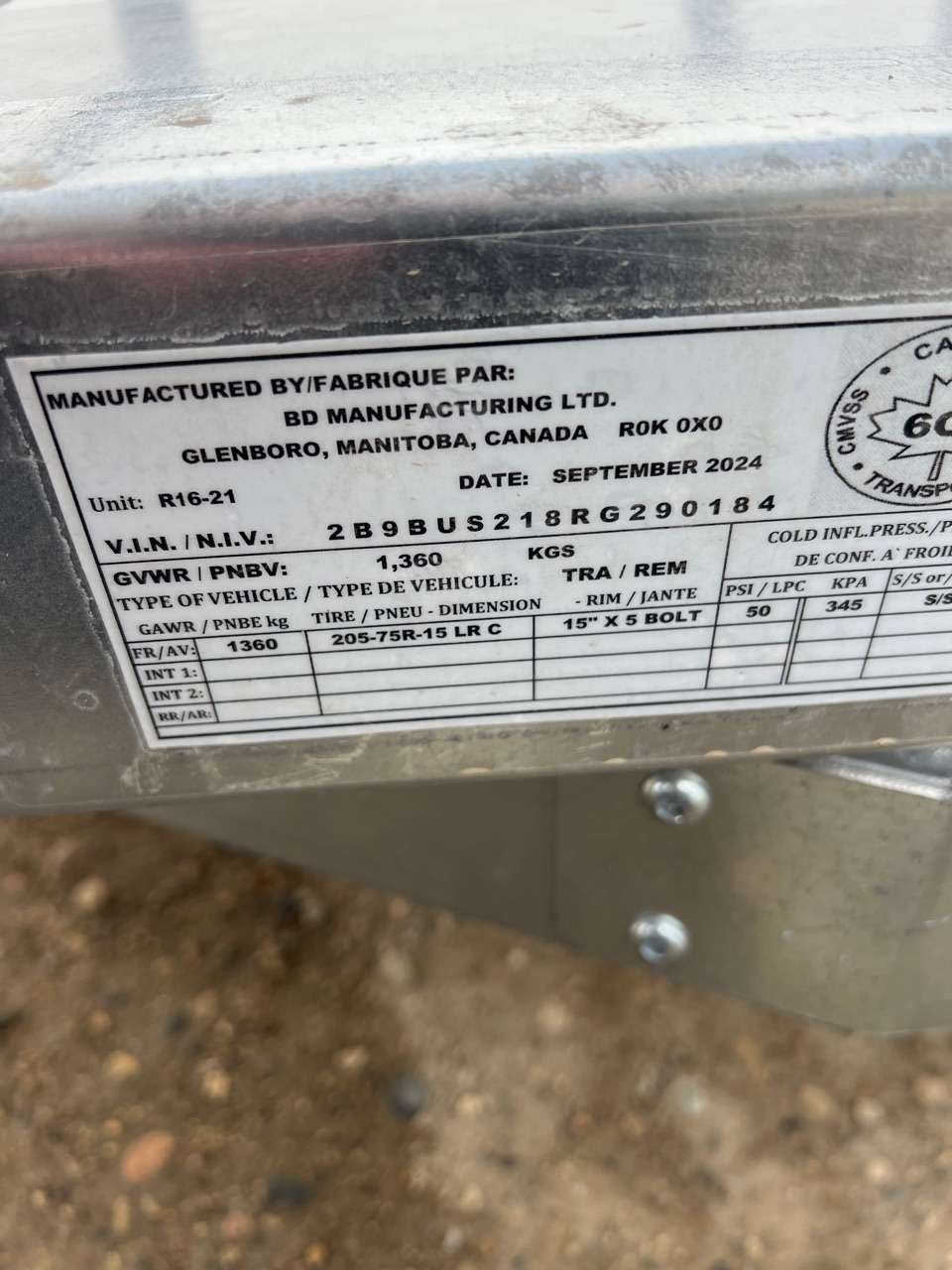 2024 Norbert UTB 5' x 10' Galvanized Steel Utility