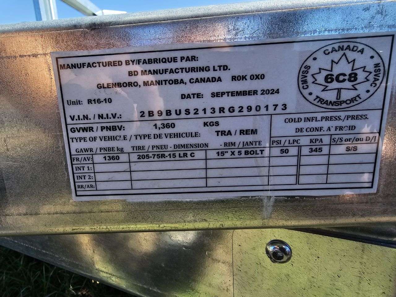 2024 Norbert UTB 5' x 10' Galvanized Steel Utility Trailer