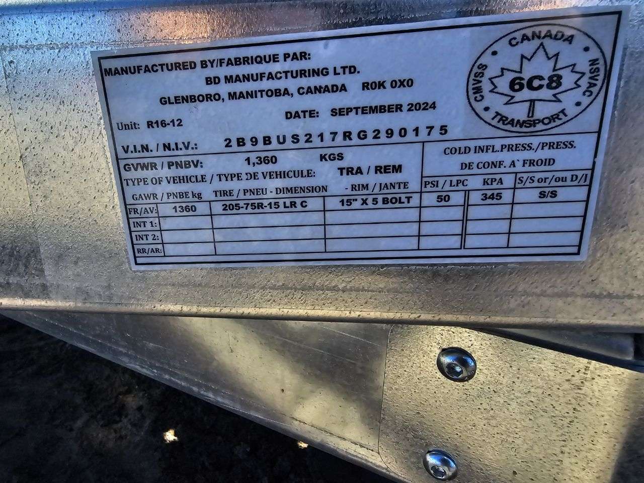 2024 Norbert UTB 5' x 10' Galvanized Steel Utility Trailer