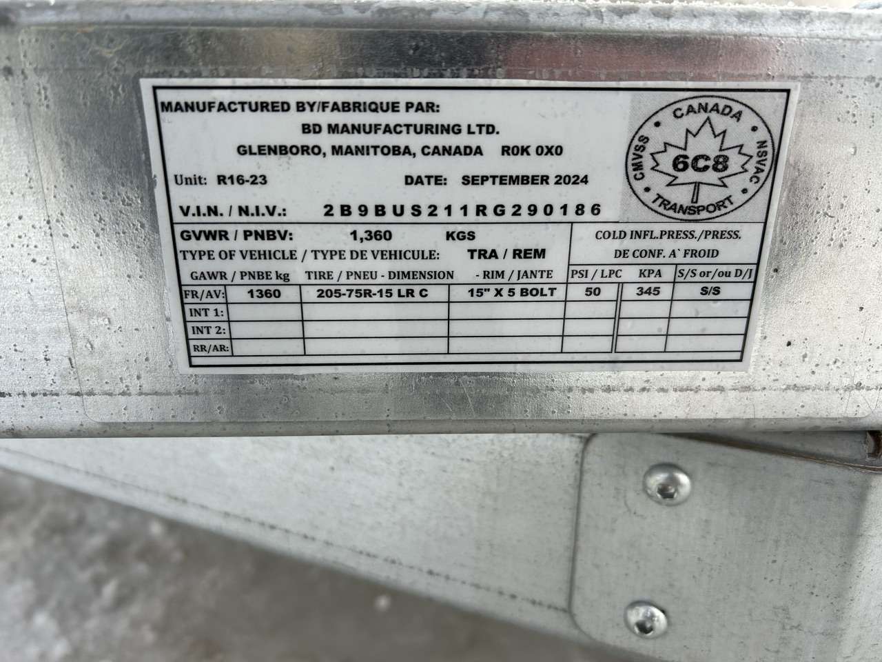 2024 Norbert UTB 5' x 10' Galvanized Steel Utility Trailer