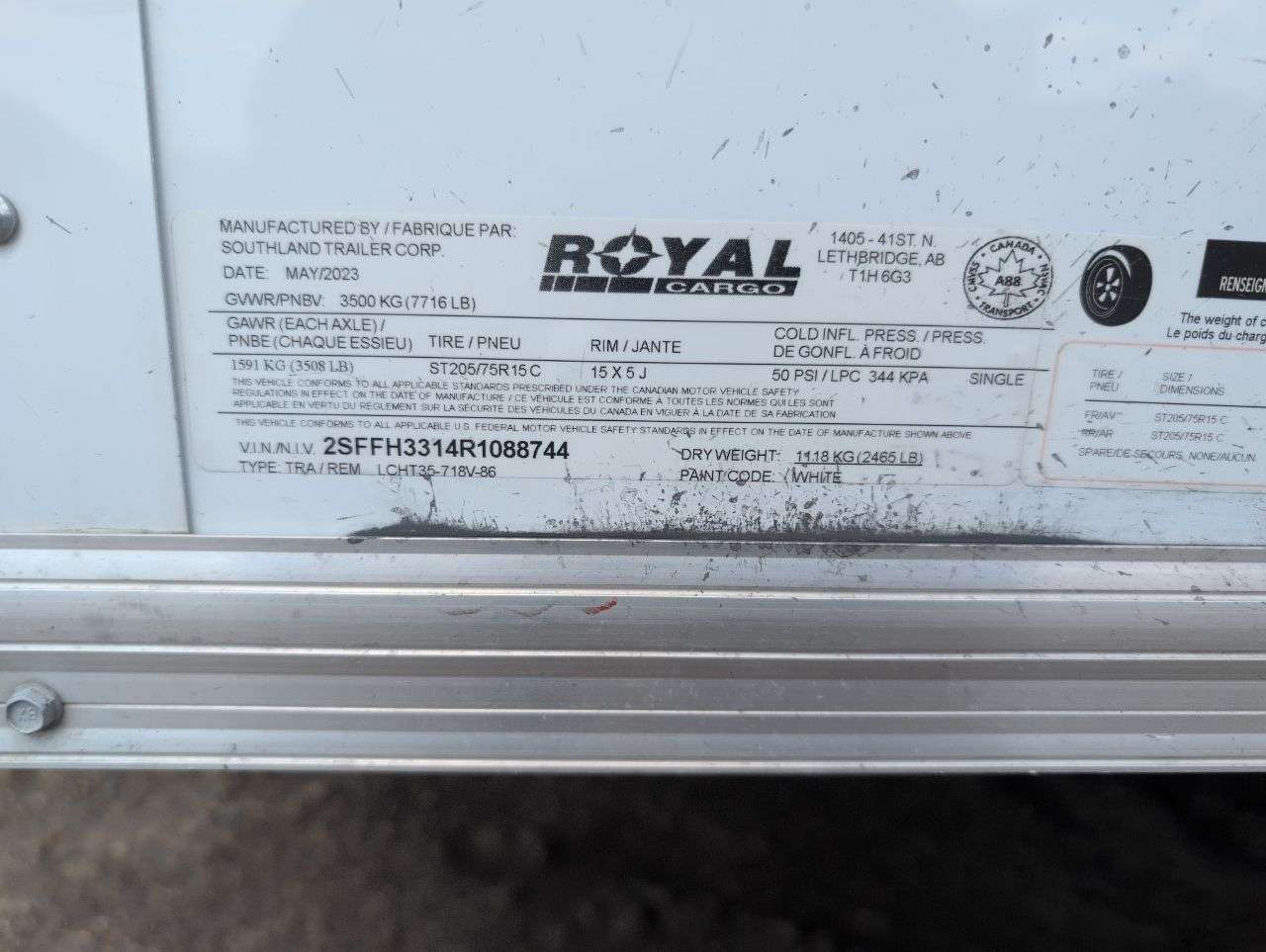 2024 Royal LCH 7 x 16 + V Nose Cargo Trailer