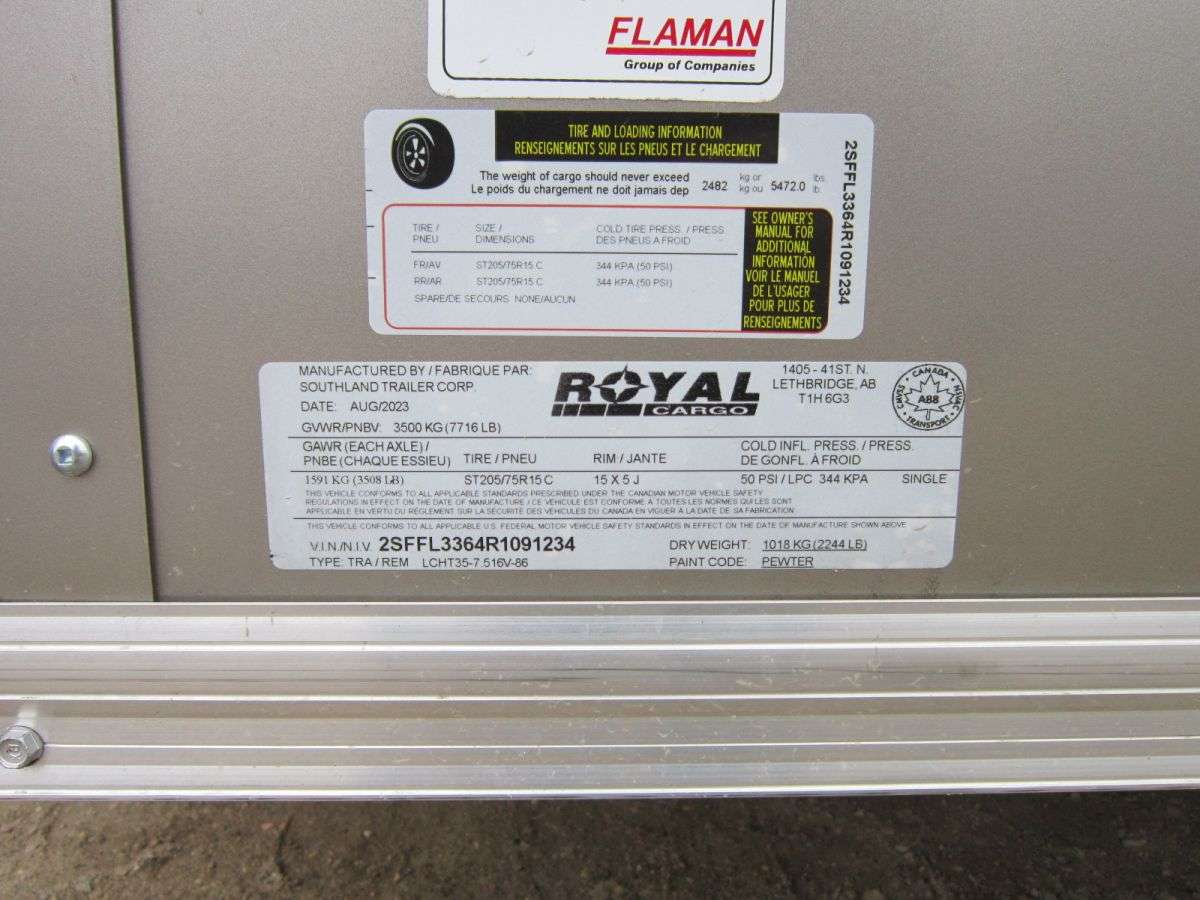 2024 Royal LCHT 7'6" x 14' + V-Nose Cargo Trailer