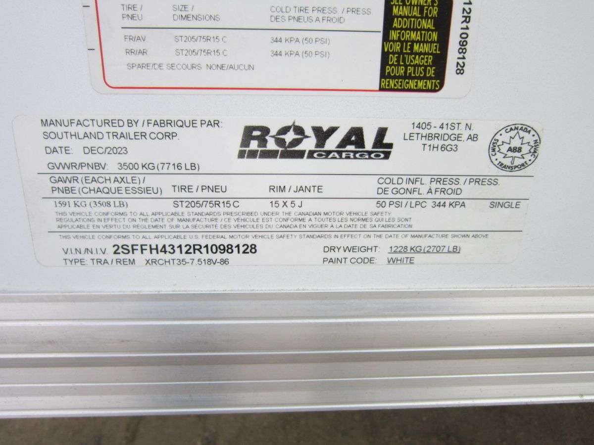 2024 Royal XRCH 7'6" x 16' + V-Nose Cargo Trailer