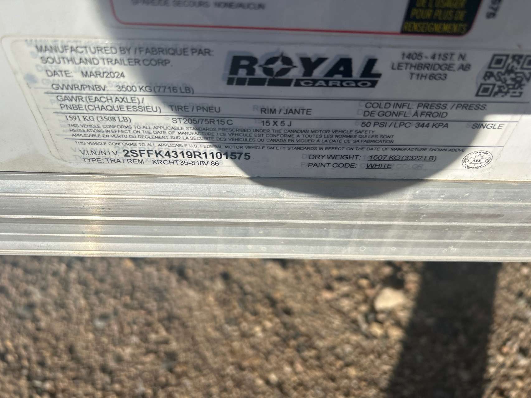 2024 Royal XRCH 8'6" x 16' V-Nose Cargo Trailer