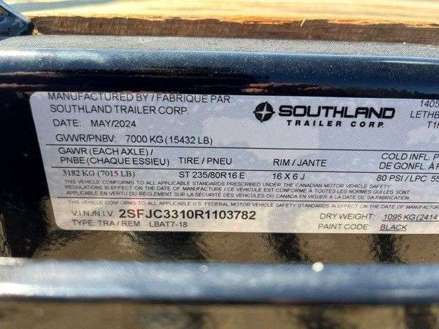 2024 Southland LBA 8'6" x 18' Flat Deck