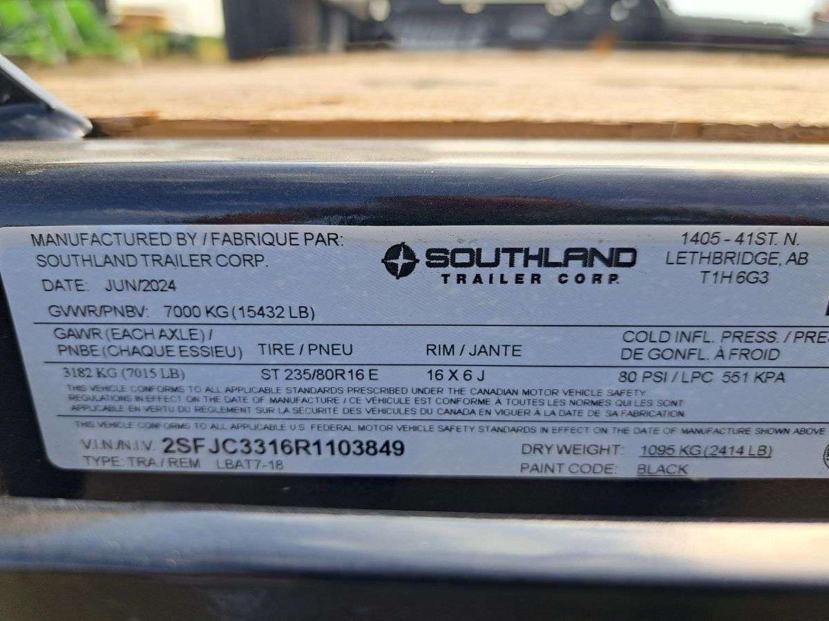 2024 Southland LBA 8'6" x 18' Flat Deck