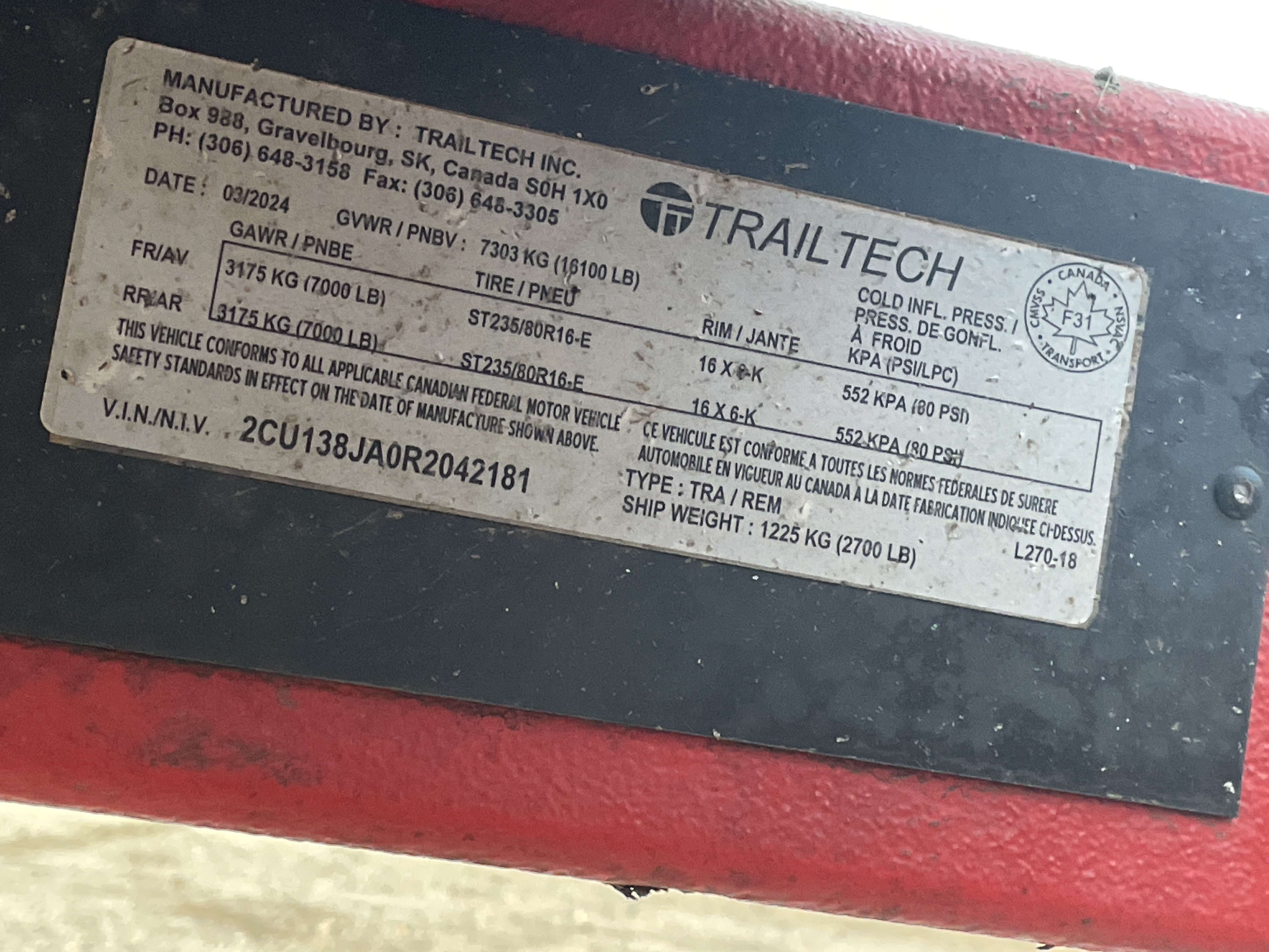 2024 Trailtech 16' Lowboy Flatdeck w/ Beavertail