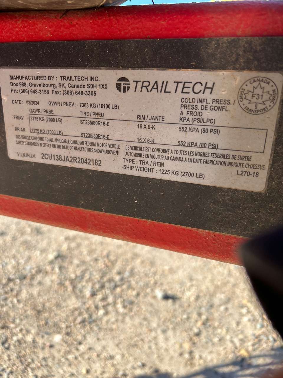 2024 Trailtech 16' Lowboy Flatdeck w/ Beavertail