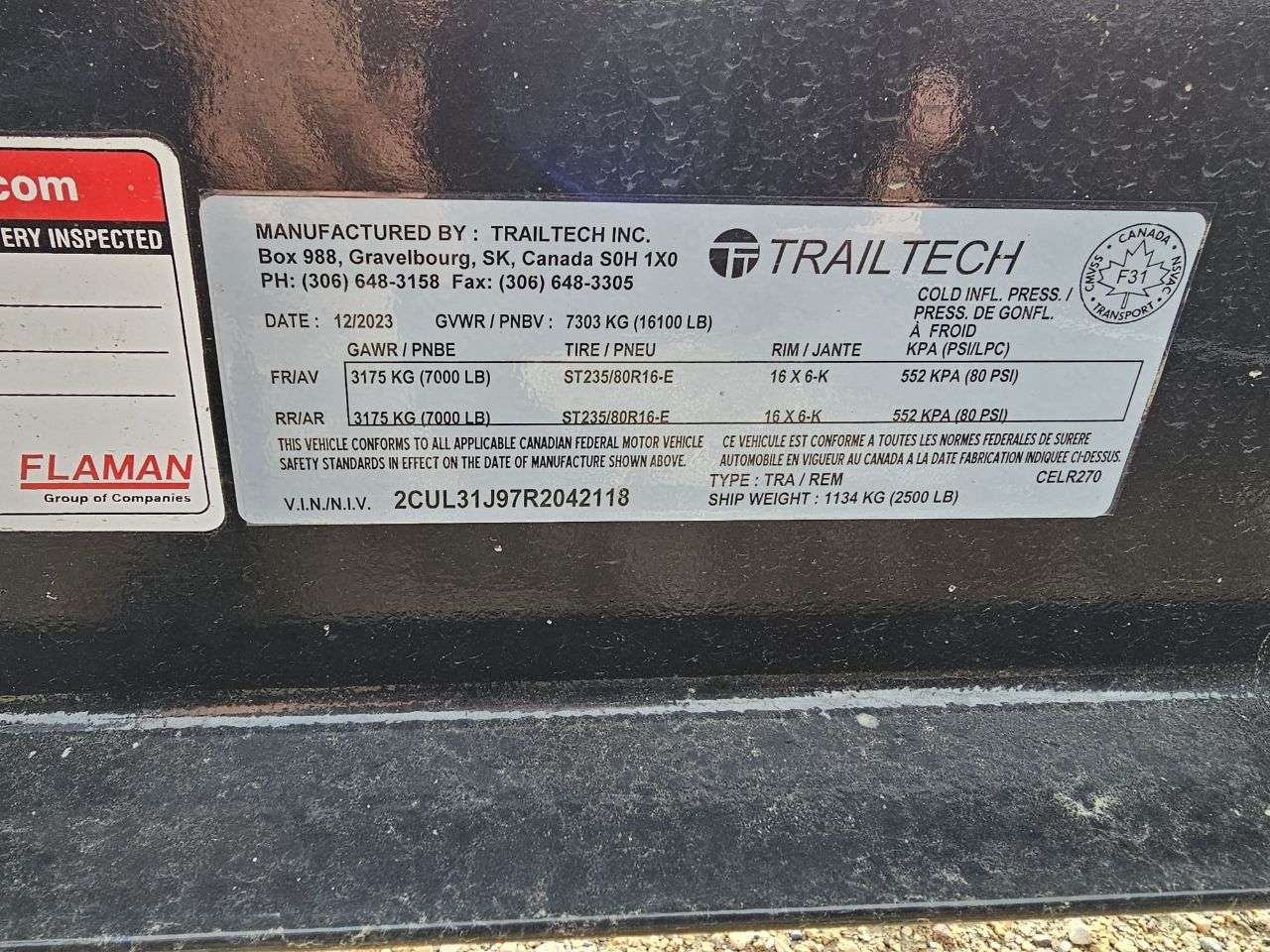 2024 Trailtech CELR 8'6" x 18' Flat Deck