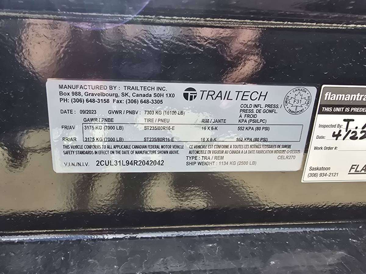 2024 Trailtech CELR 8'6" x 20' Flat Deck