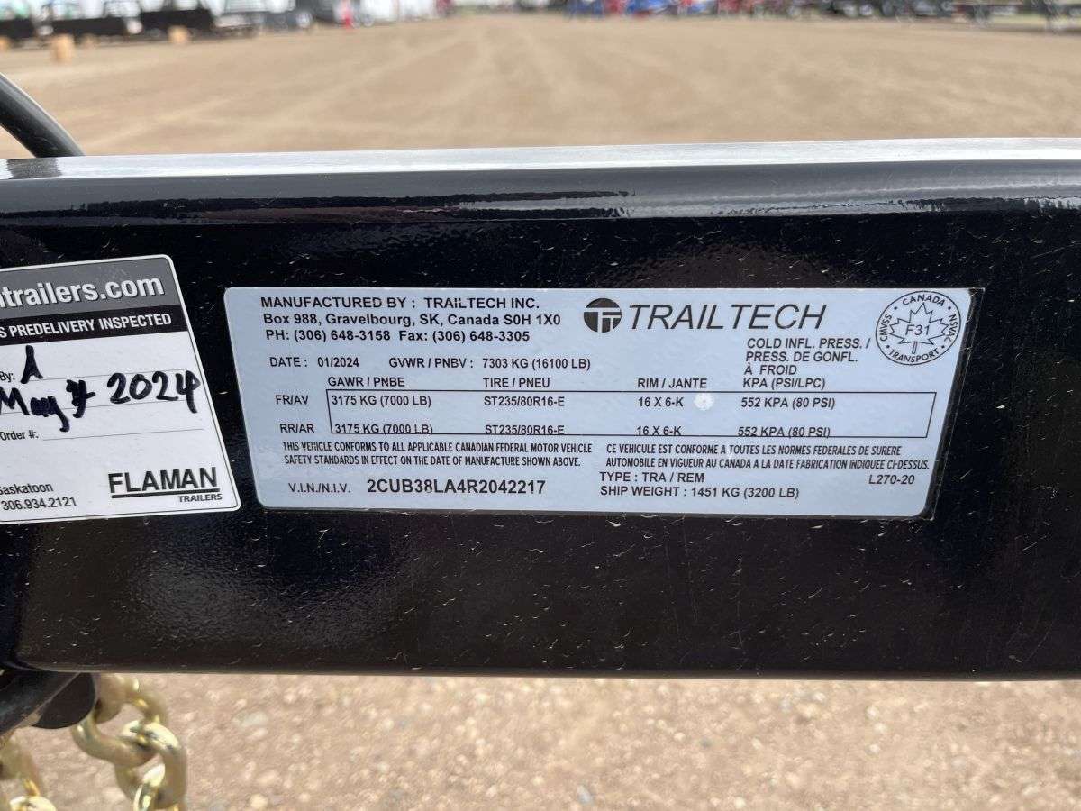 2024 Trailtech L Series 8'5" x 20' Partial Tilt