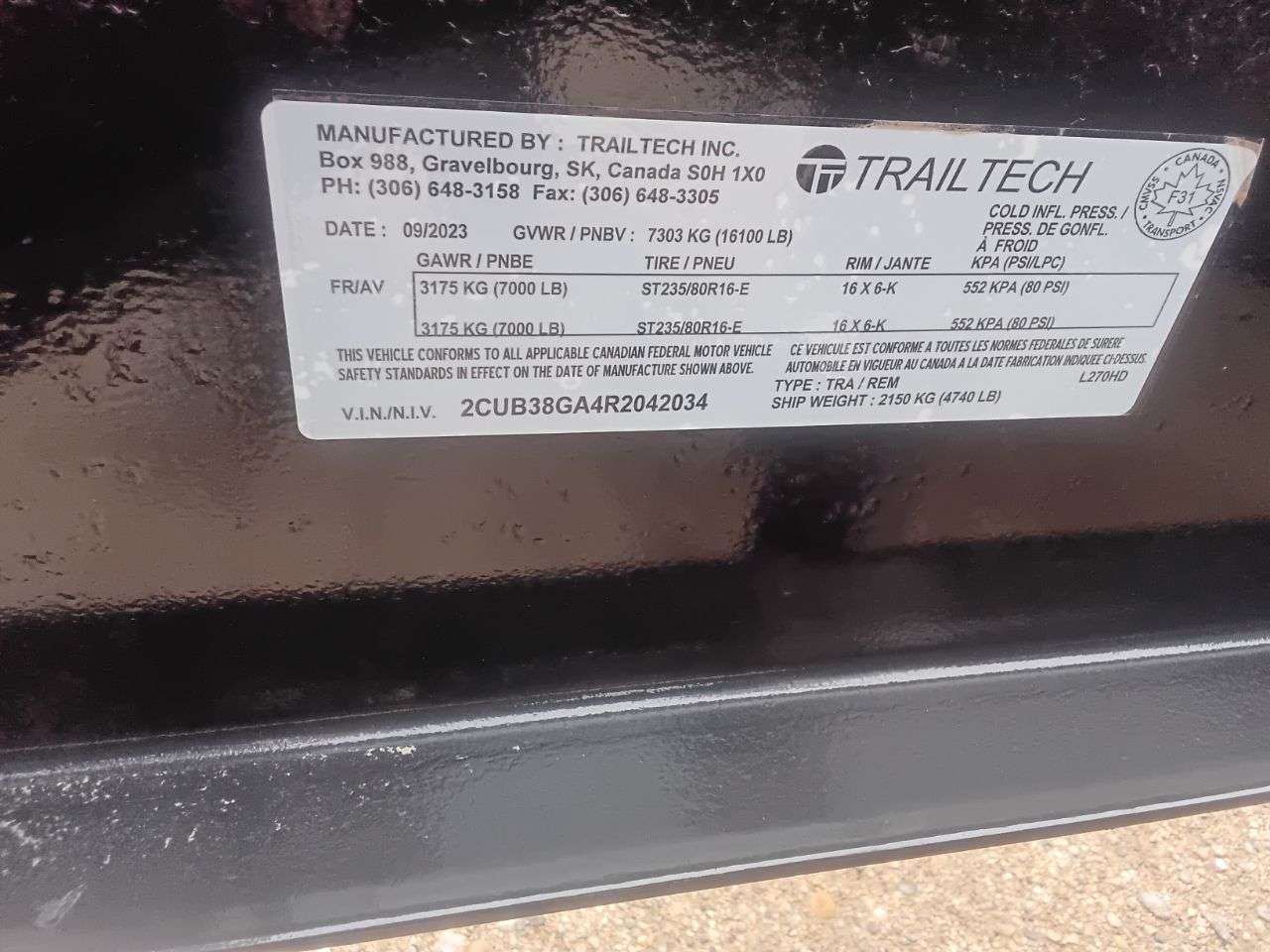 2024 Trailtech L270HD  7' x 16' Heavy Duty Dump