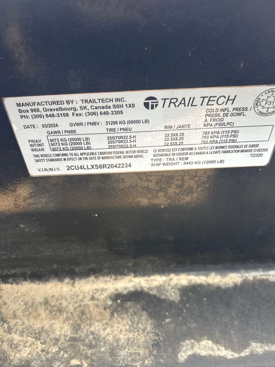 2024 Trailtech TD320 8'6" x 35' BT Pintle Flat Deck Trailer