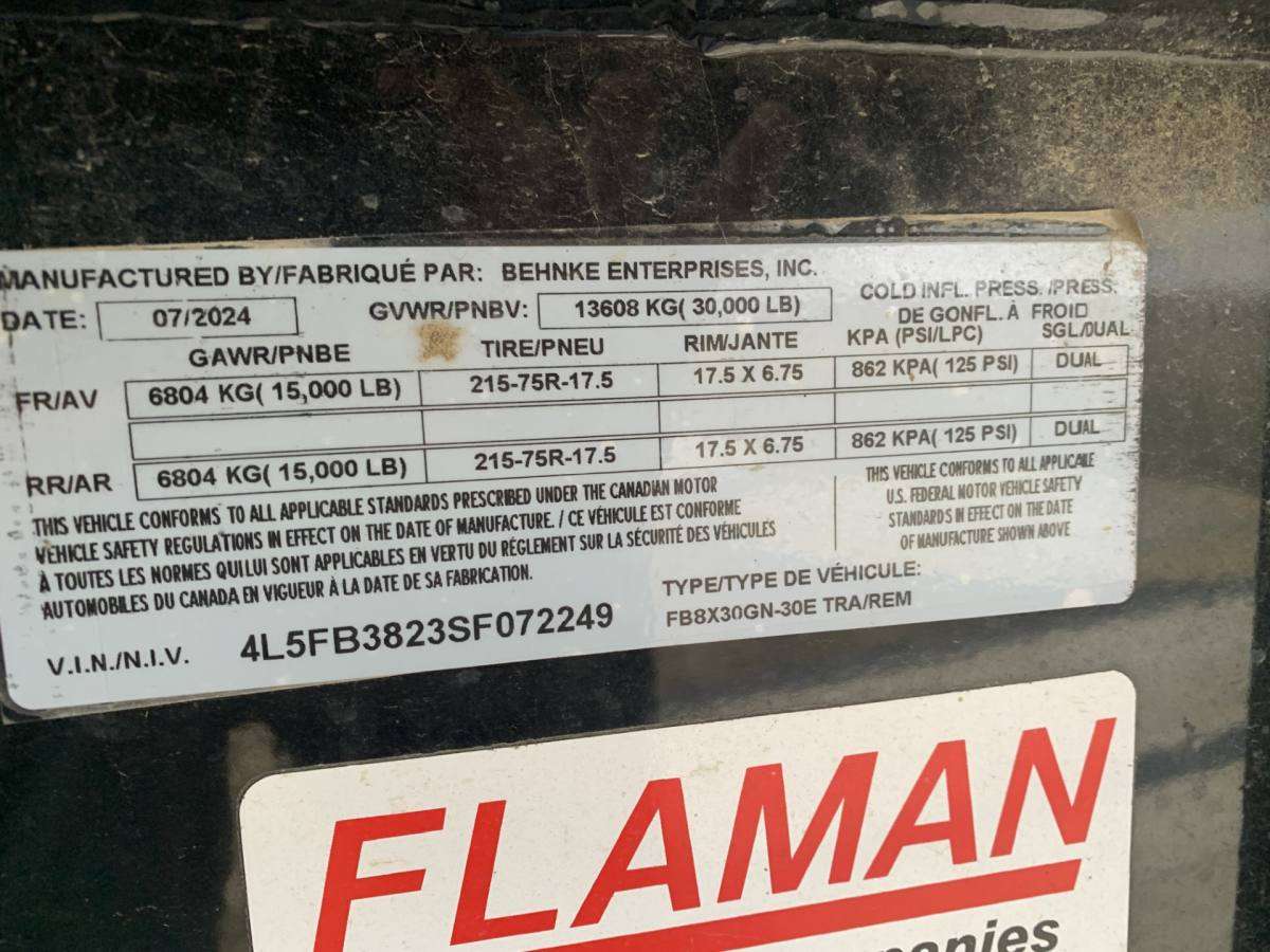 2025 Behnke 8'6" x 30' GN Beavertail Flat Deck Trailer