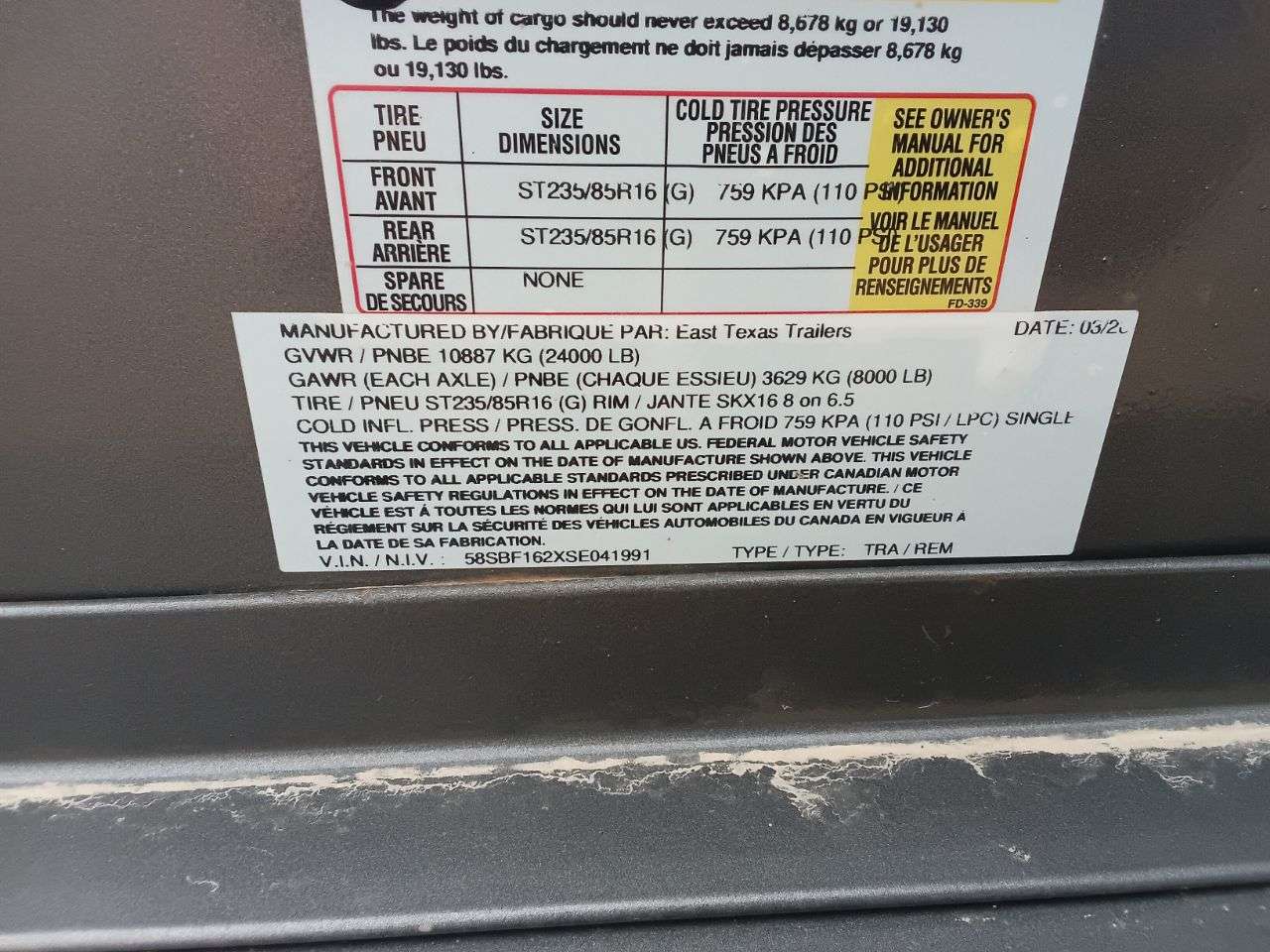 2025 East Texas 83" x 16' Bumper Pull Dump