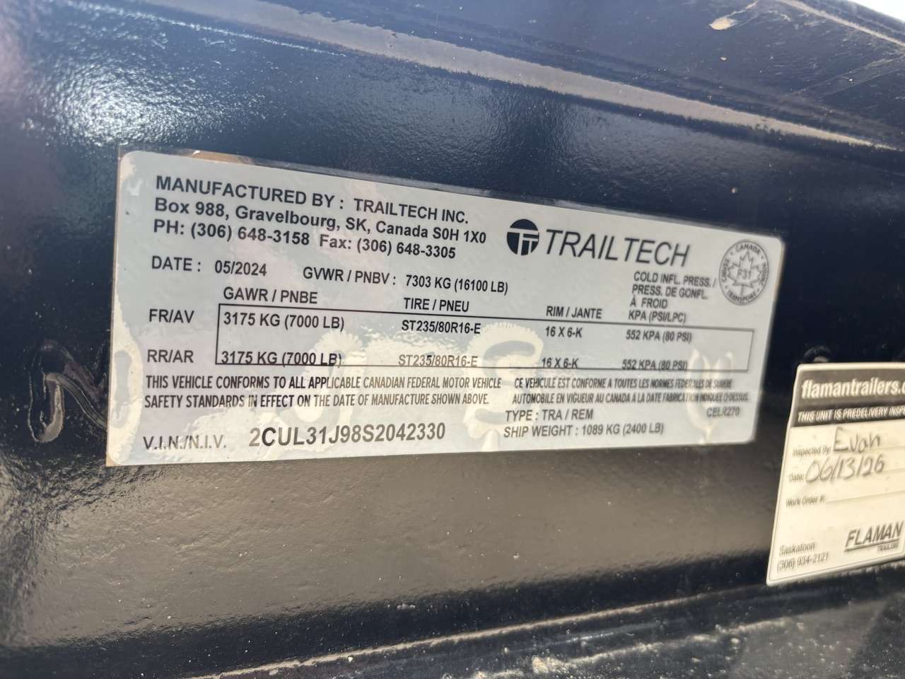 2025 Trailtech 16' + 2' Beavertail Flat Deck Trailer