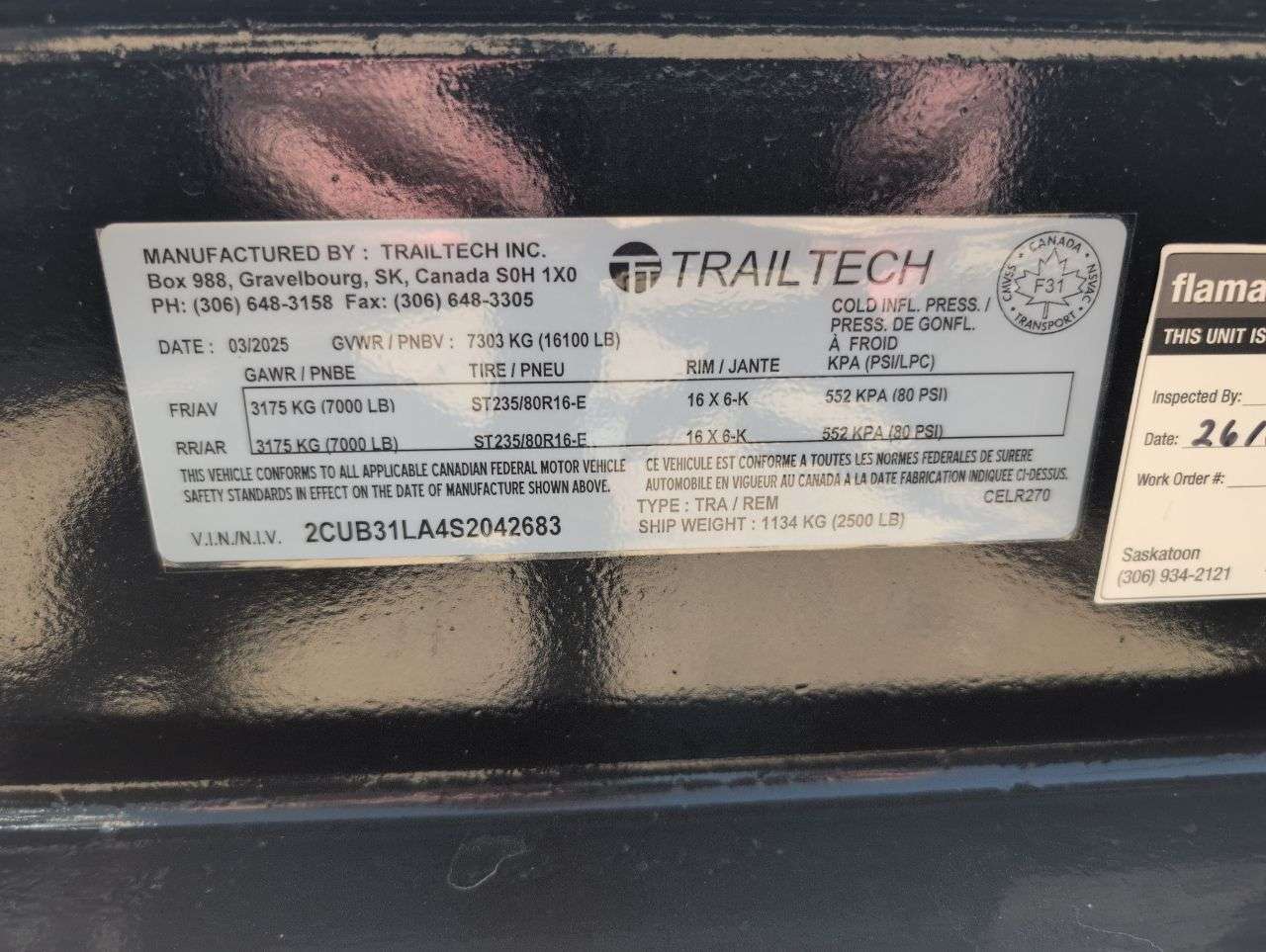 2025 Trailtech 83" x 20' Full Tilt Trailer