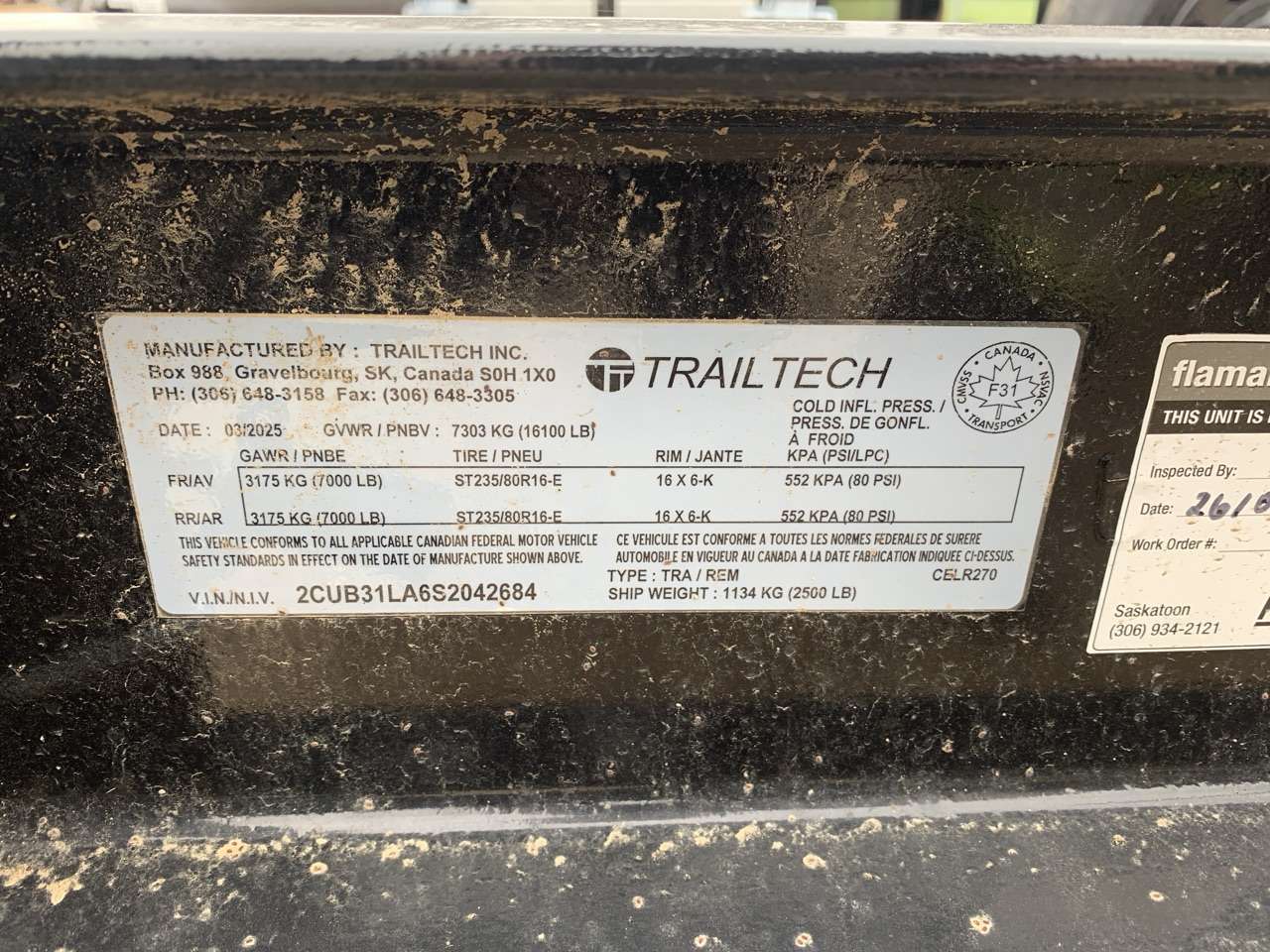 2025 Trailtech 83" x 20' Full Tilt Trailer