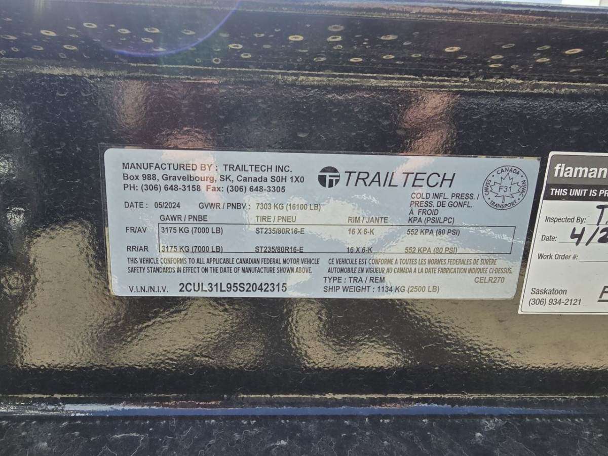 2025 Trailtech CELR 8'6" x 20' Beavertail Flat Deck