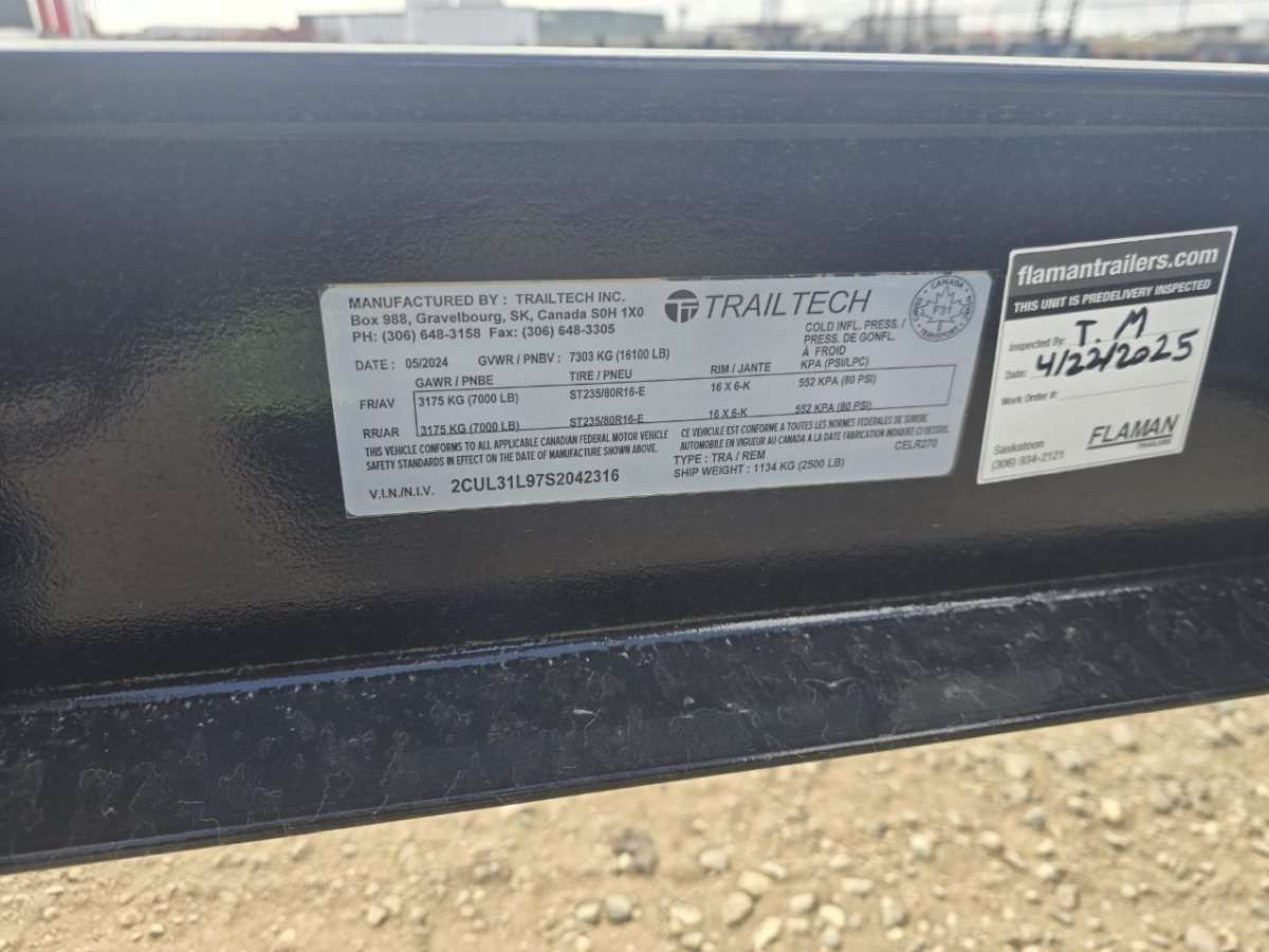 2025 Trailtech CELR 8'6" x 20' Beavertail Flat Deck