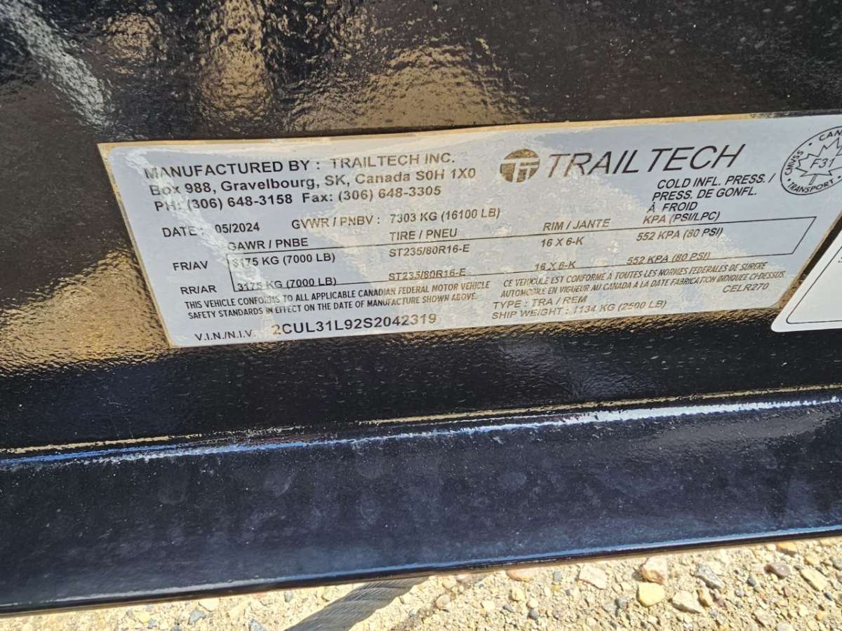 2025 Trailtech CELR 8'6" x 20' Beavertail Flat Deck