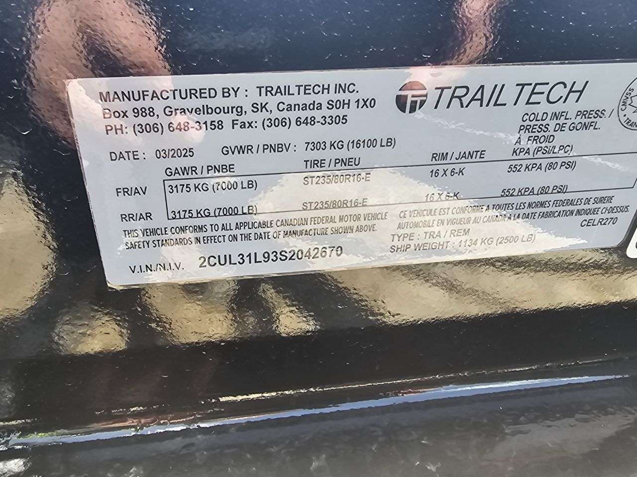 2025 Trailtech CELR 8'6" x 20' Flat Deck