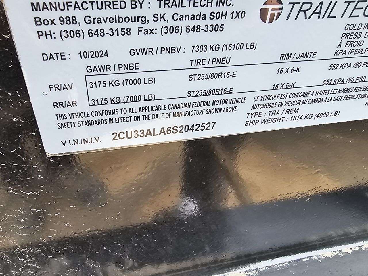 2025 Trailtech H270 8'6" x 20' Deckover