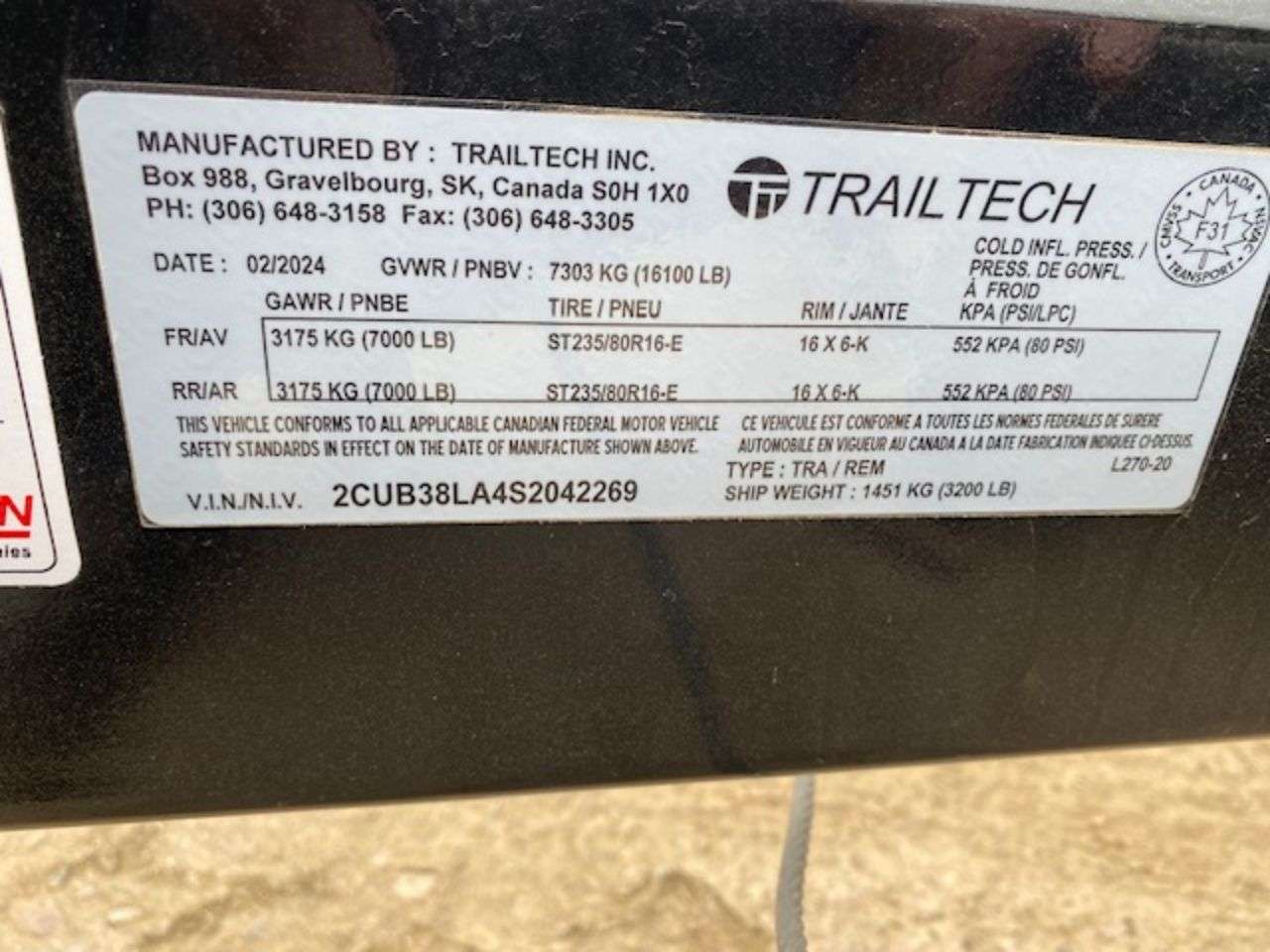 2025 Trailtech L Series 8'6" x 20' Partial Tilt