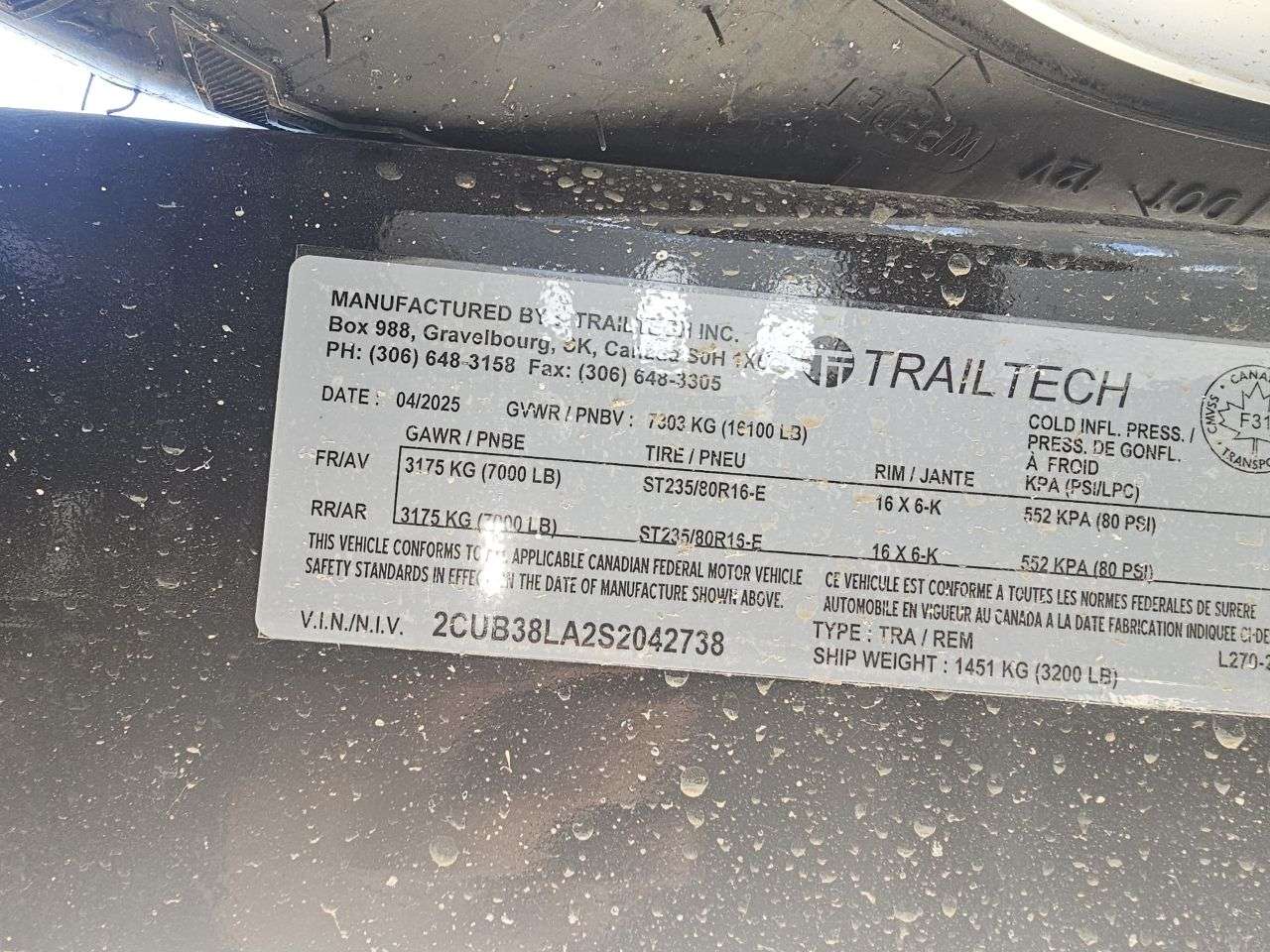 2025 Trailtech L270T 8'6" x 20' Partial Tilt