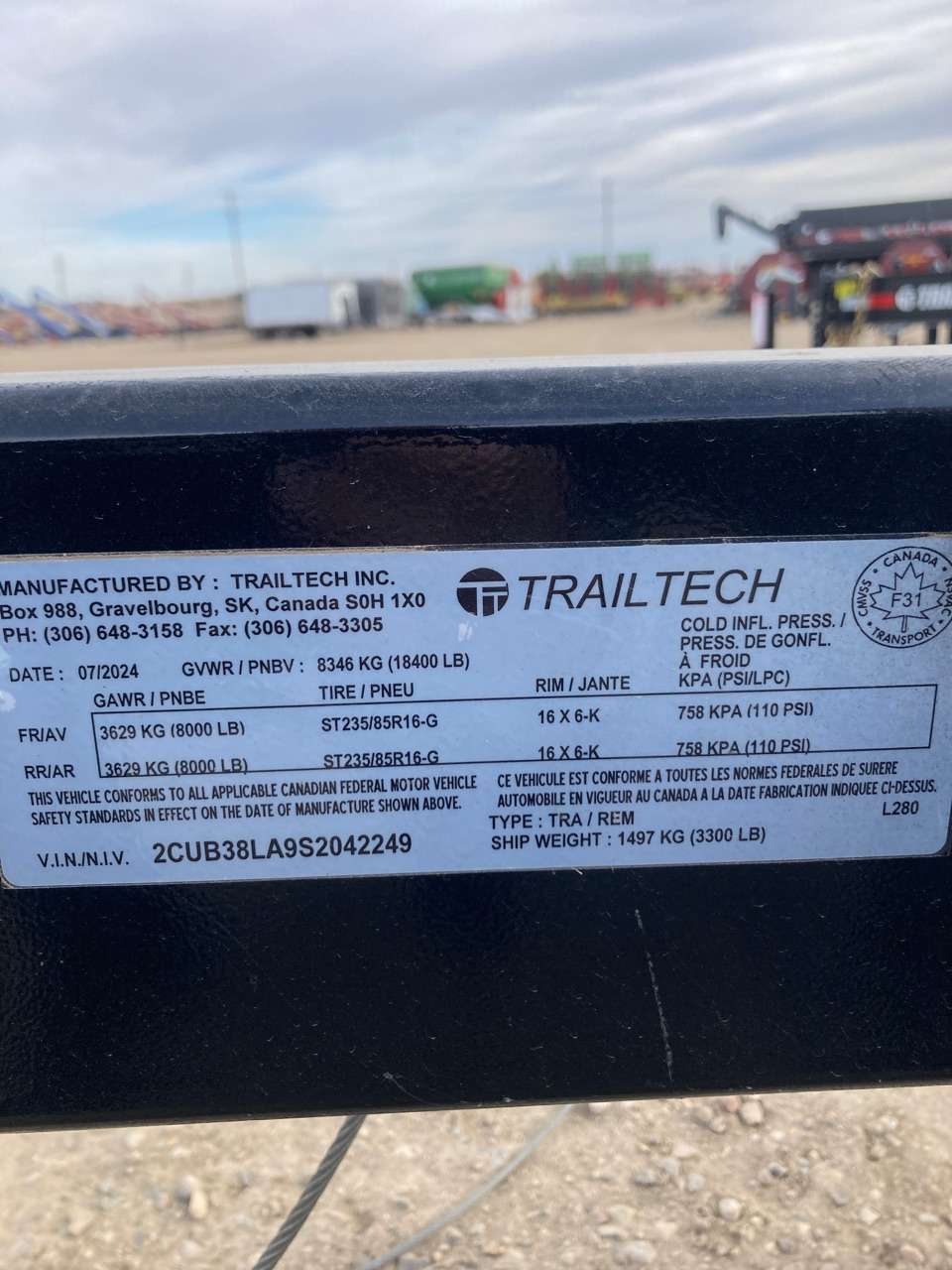 2025 Trailtech L280T 8'6" x 20' Partial Tilt Trailer