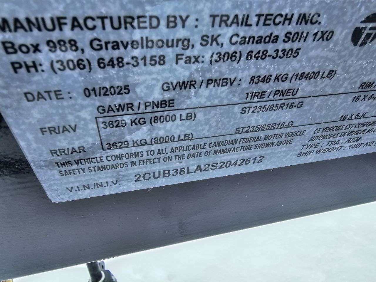 2025 Trailtech L280T 8'6" x 20' Partial Tilt Trailer