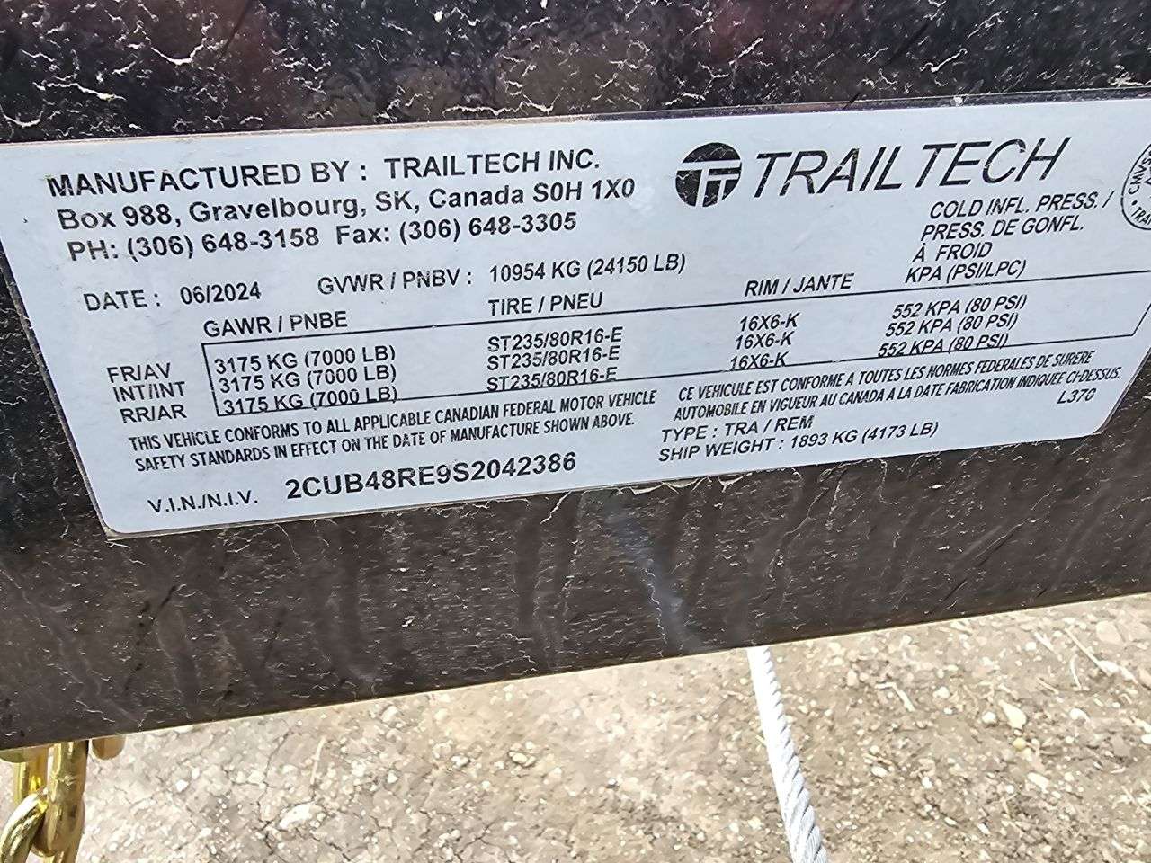 2025 Trailtech L370 8'6" x 24' Partial Tilt